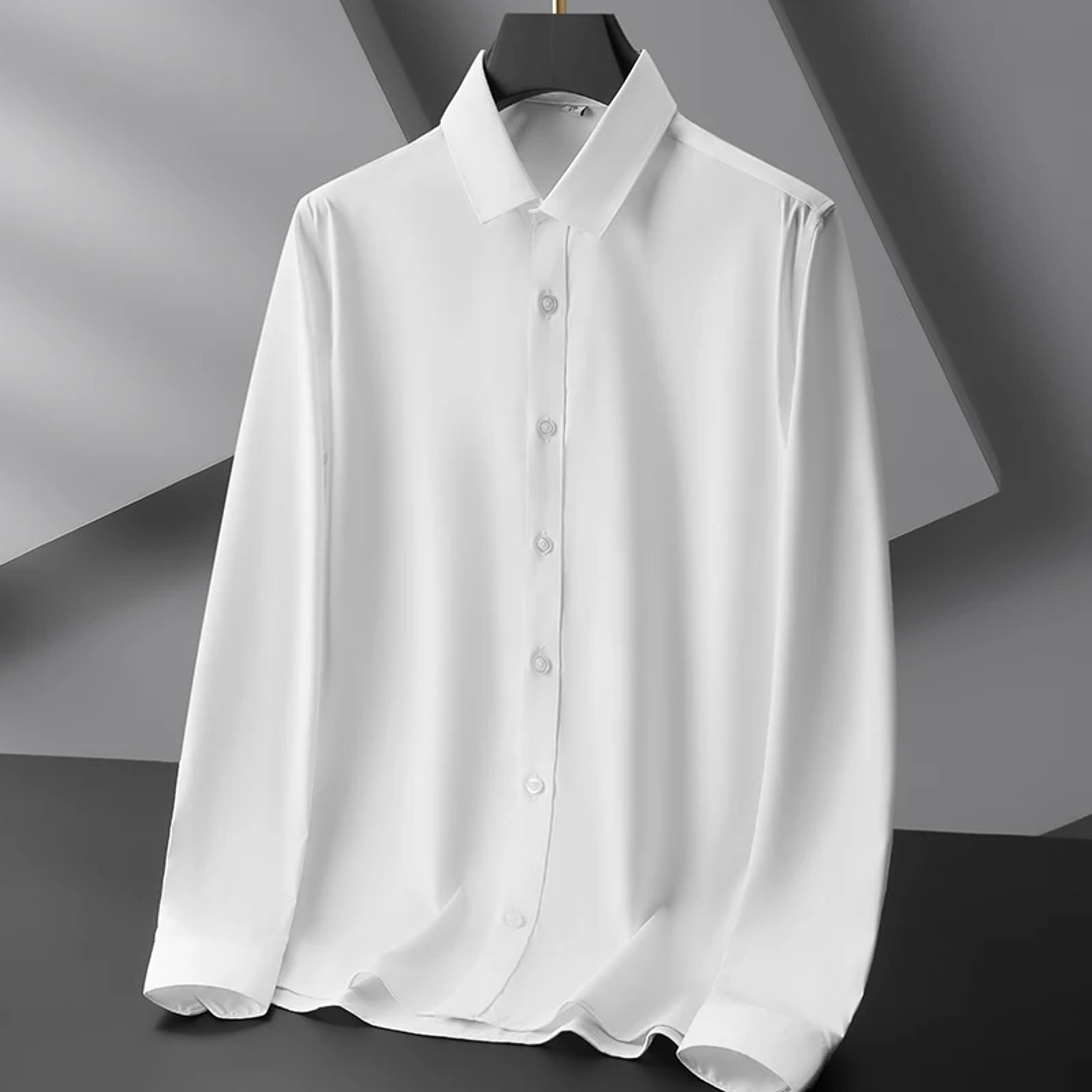 comfortable all season new men's business casual long sleeved shirt wrinkle resistant versatile solid color top