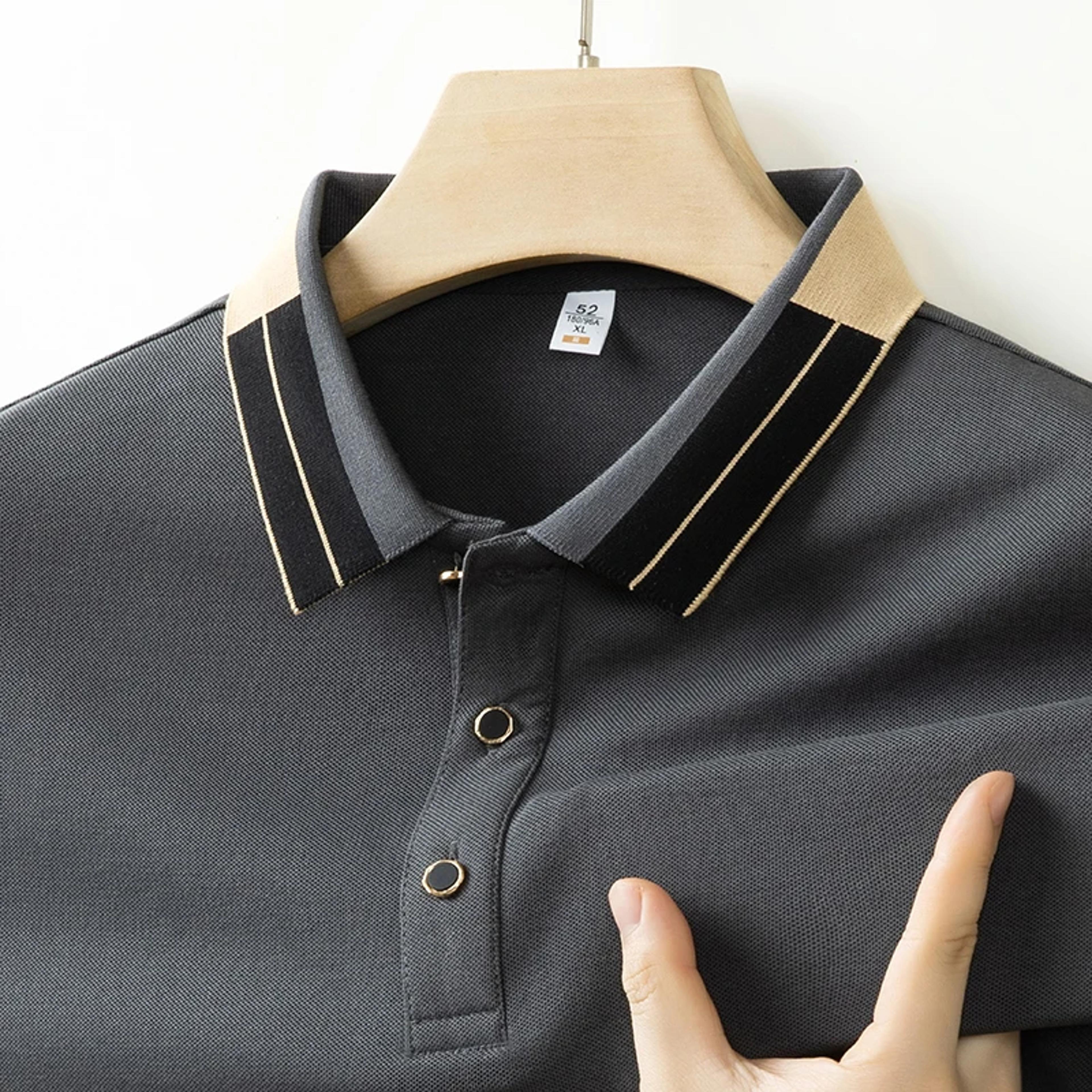 new men's solid color polo shirt business casual short sleeved comfortable breathable fashionable versatile top