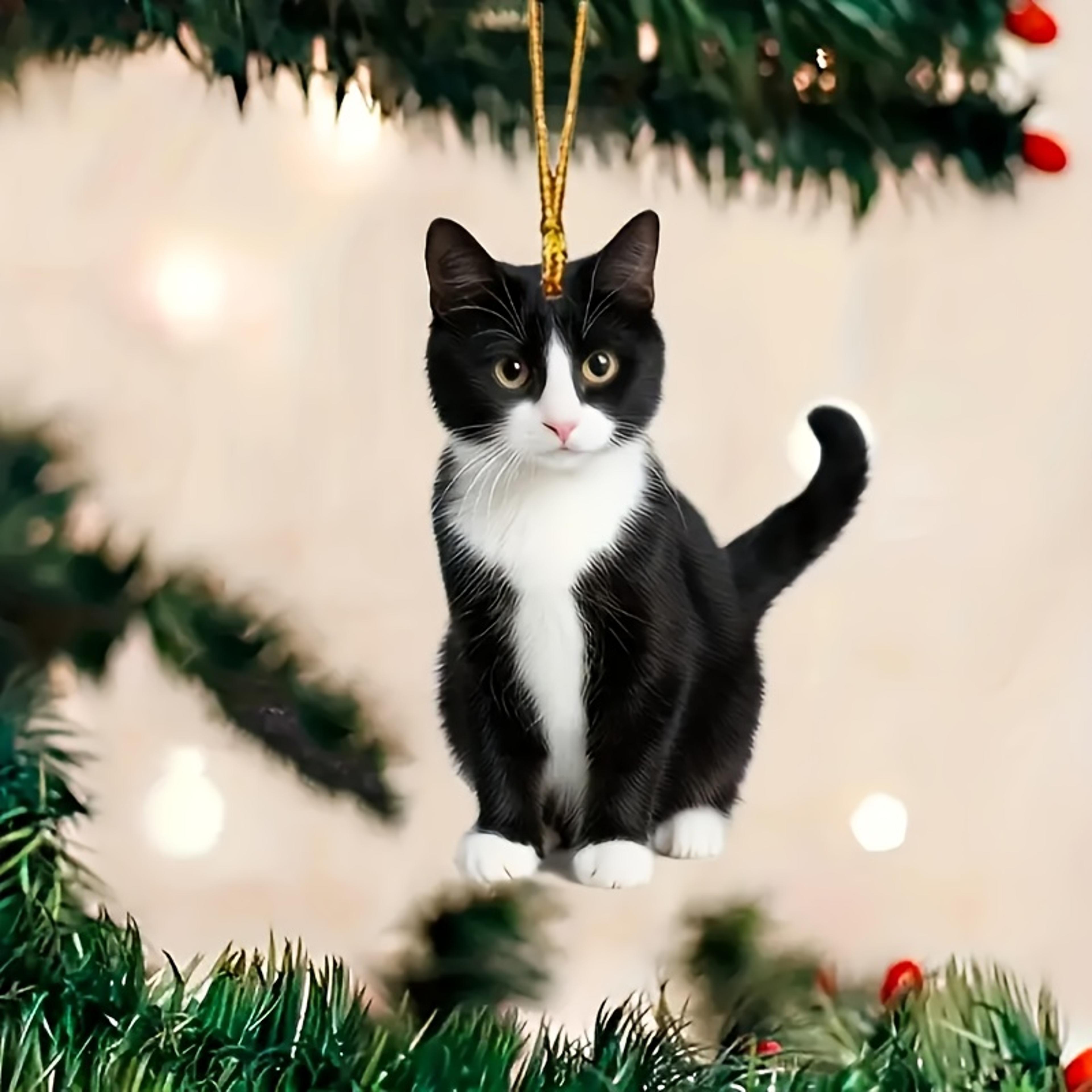 small decorative acrylic plush black and white cat pendant for pet enthusiasts