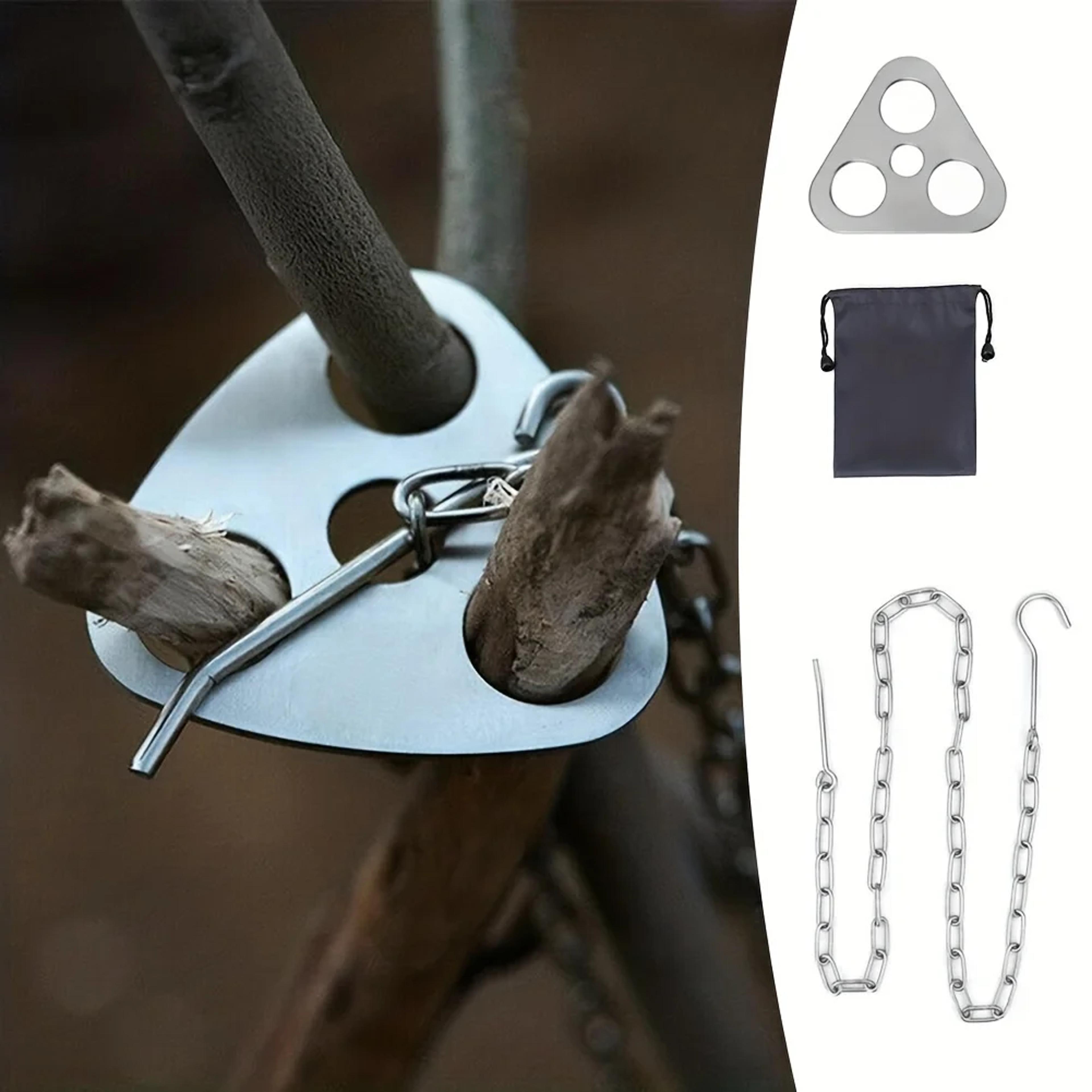 portable bbq tripod, stainless steel outdoor camping detachable hanging rack for bonfire pot bbq set