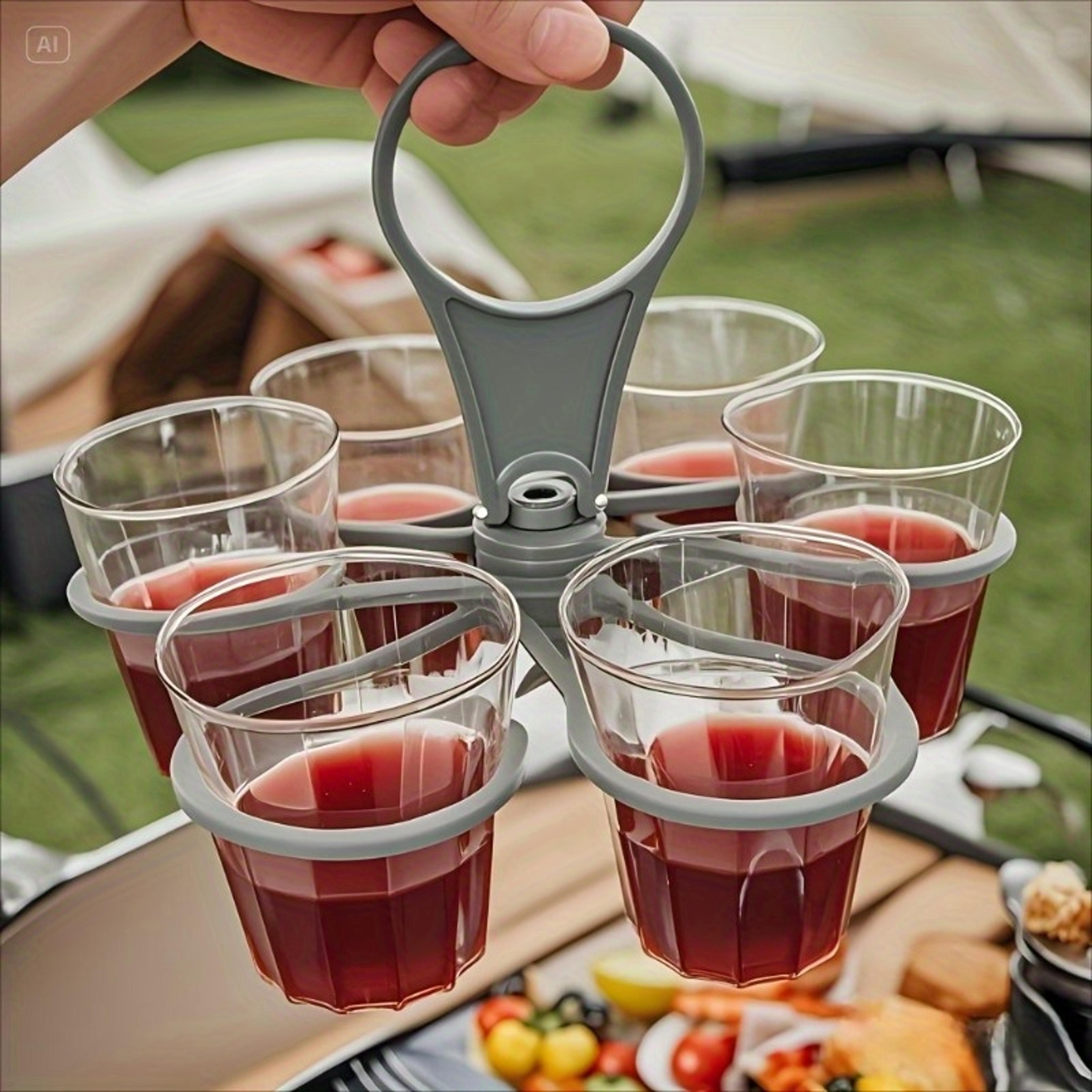 sturdy folding beverage rack with easy to grip handle perfect for outdoor and party use