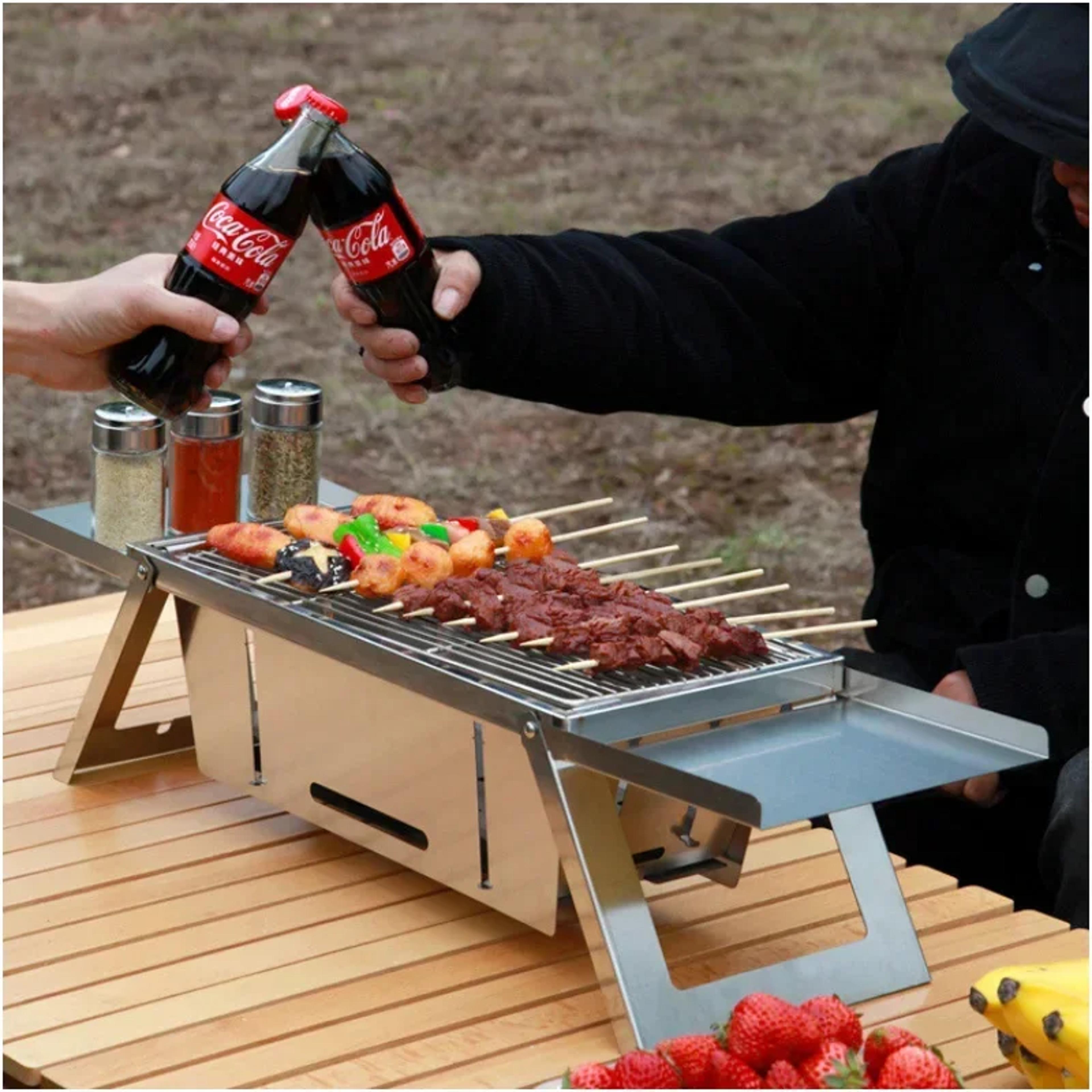 folding carbon barbecue stove stainless steel outdoor charcoal bbq rack skewer grill