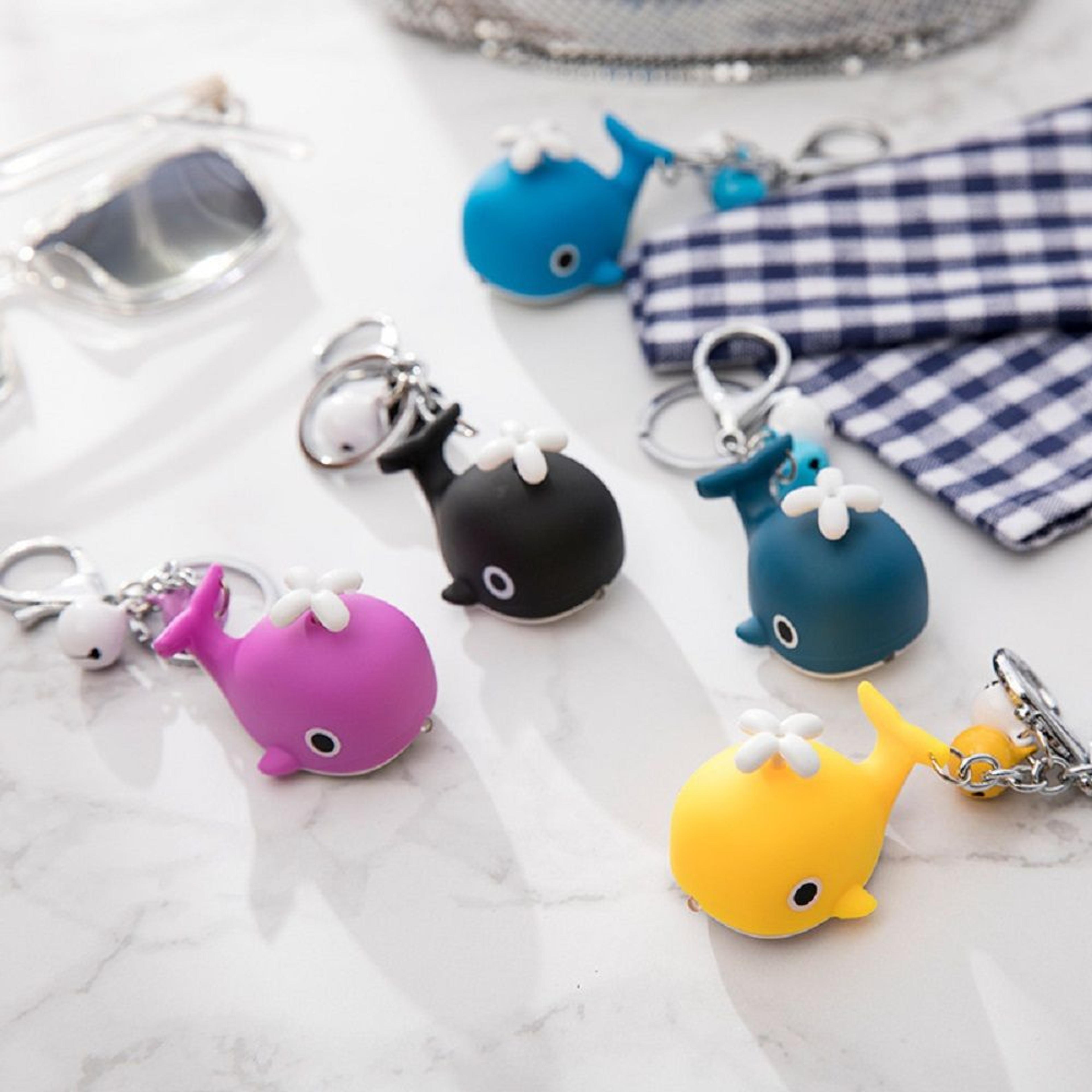 creative cute sea whale keychain with sounds and light cartoon animal keychain gift