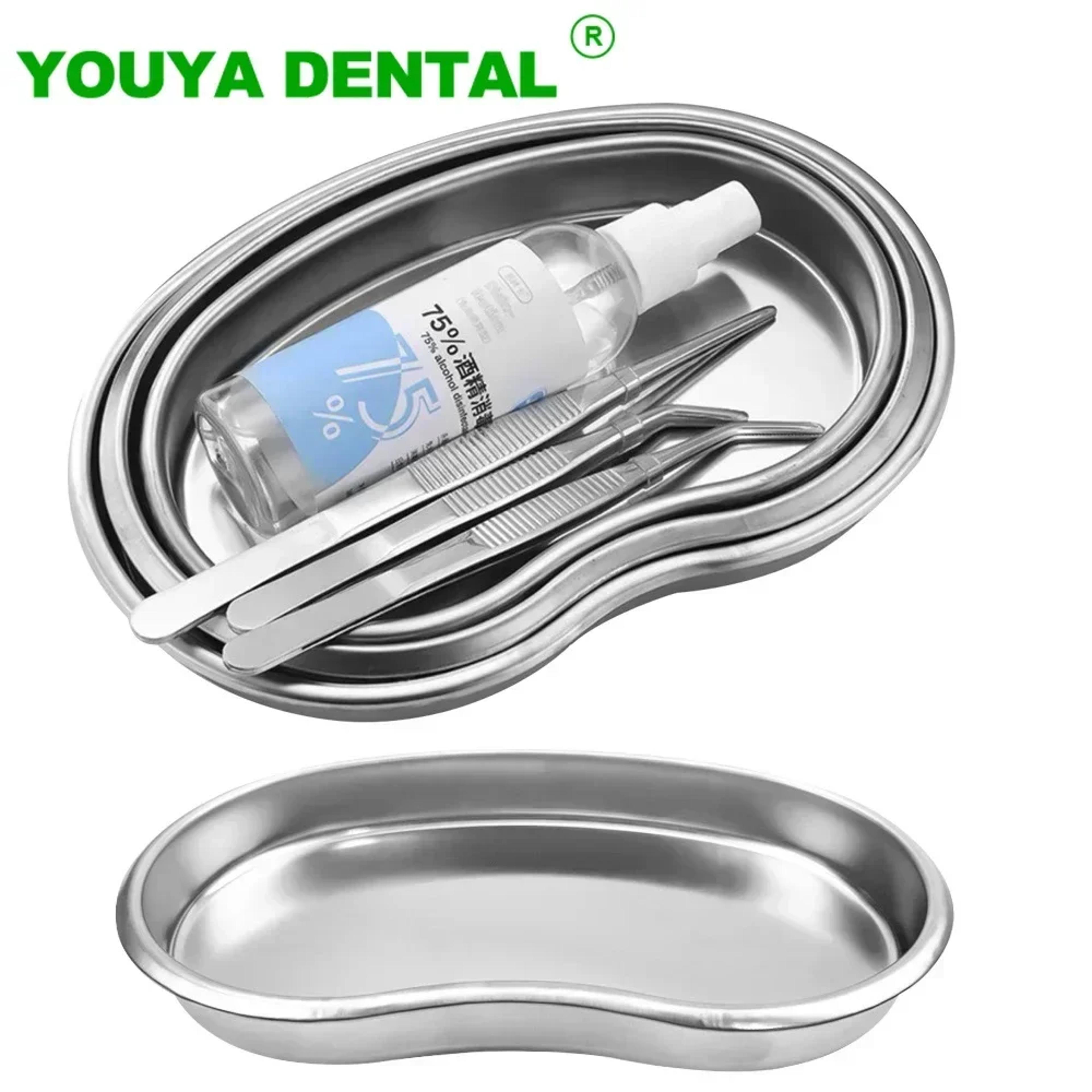 sterilized stainless steel kidney shaped tray medical dental surgical cosmetic tattoo container with tweezers