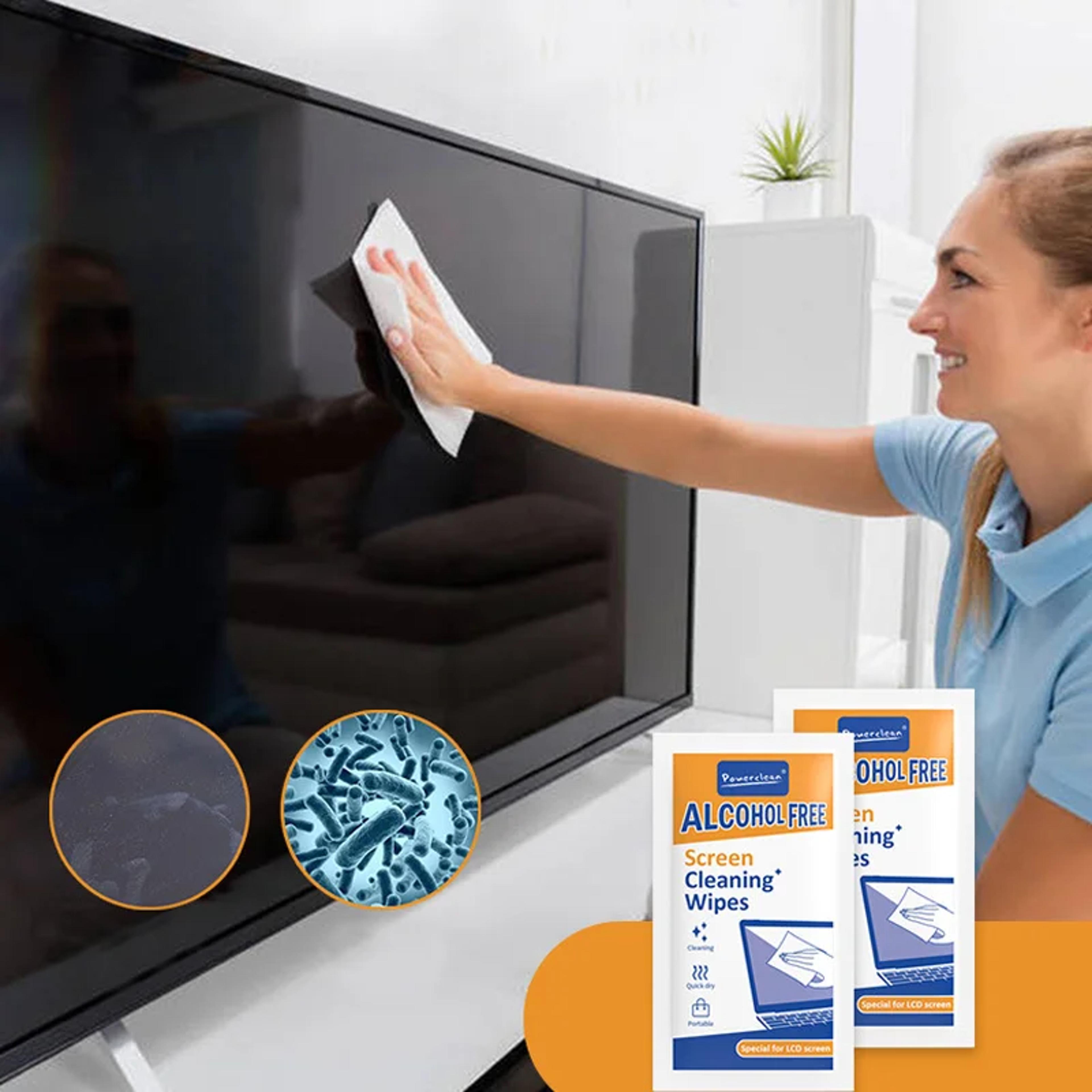screen cleaning wipes, wet and dry cloths for laptops, phones, tablets, cars, tvs, and monitors