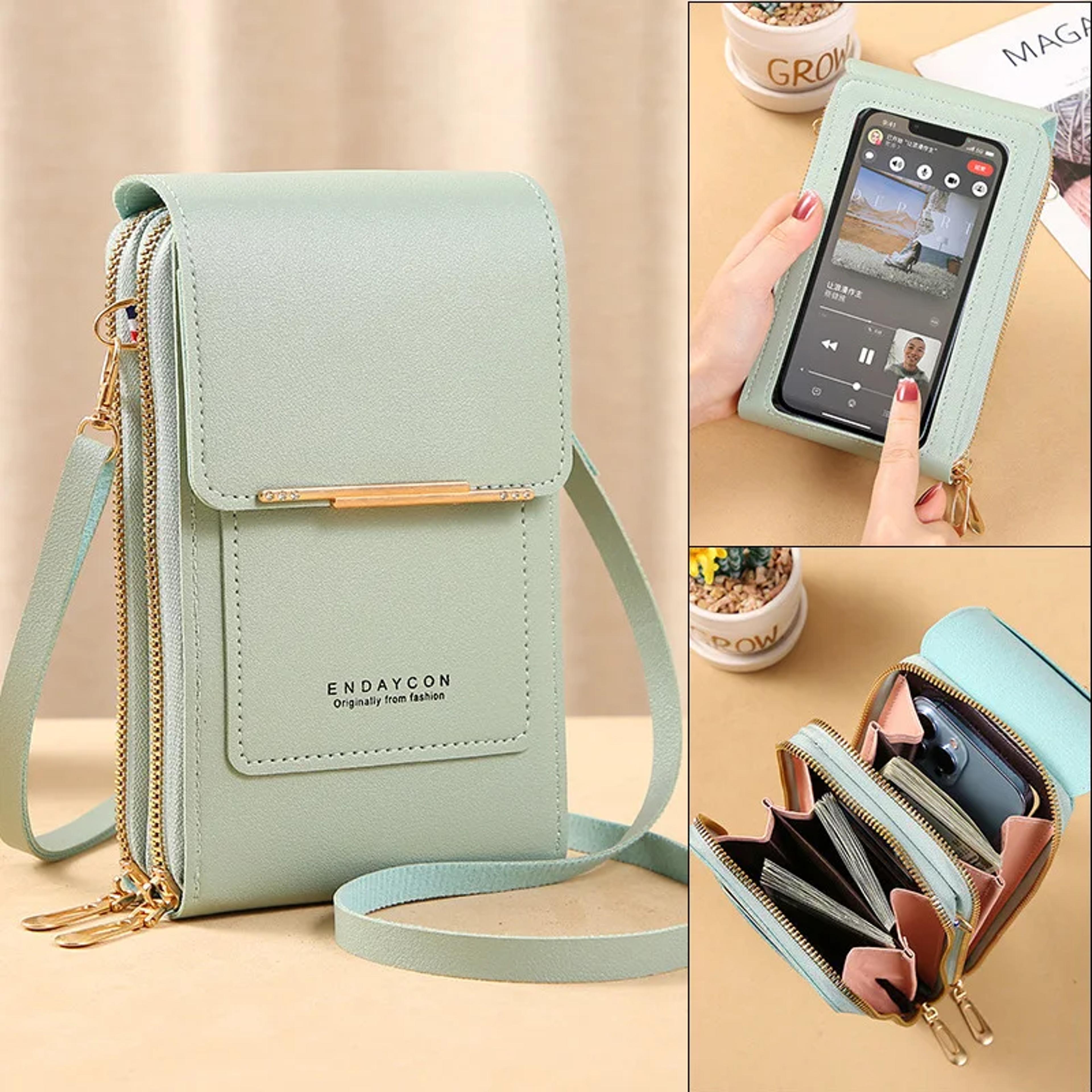 luxury women shoulder bags, crossbody purse with soft leather strap, touch screen cell phone wallet