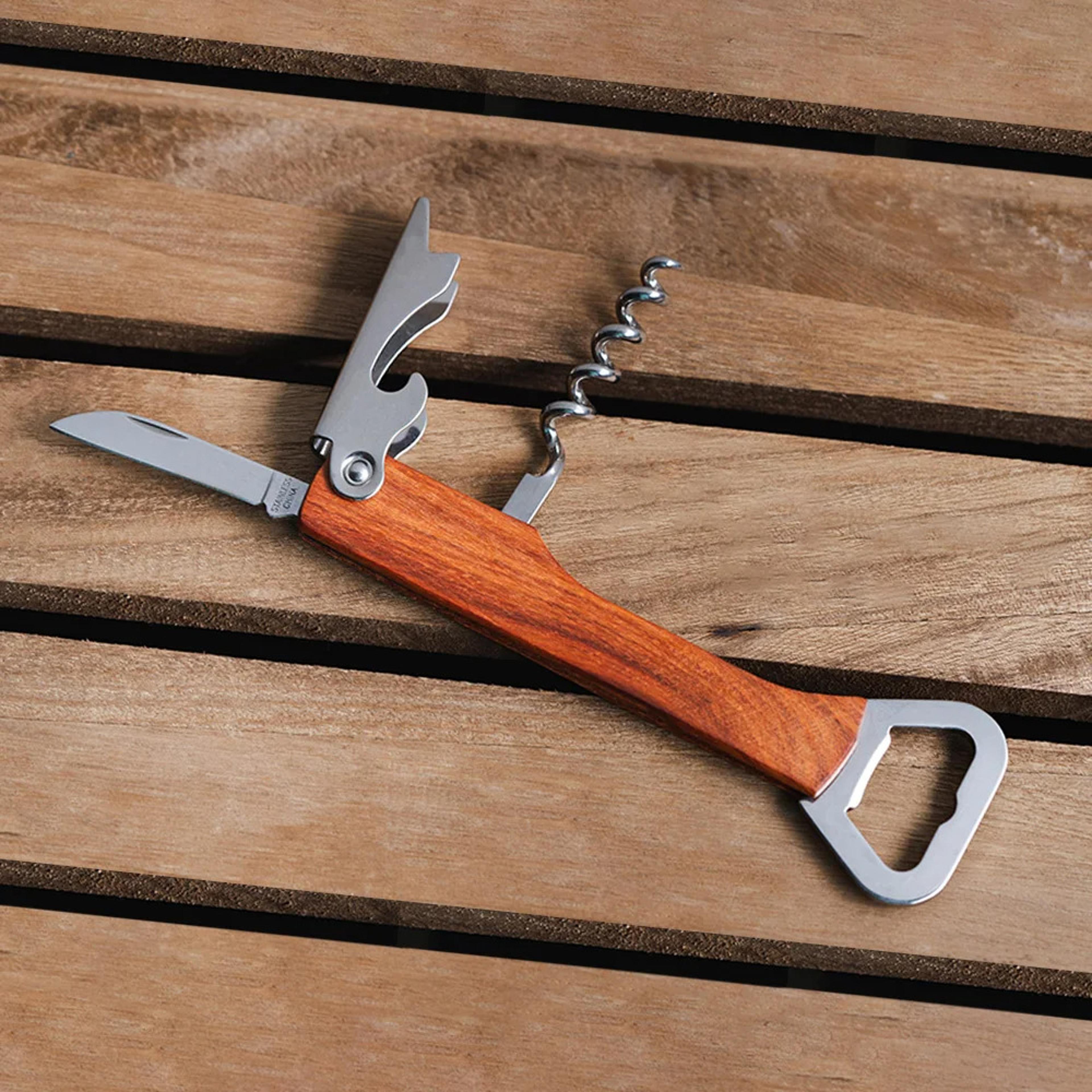 beer bottle opener, wood handle corkscrew wine opener for wedding gift