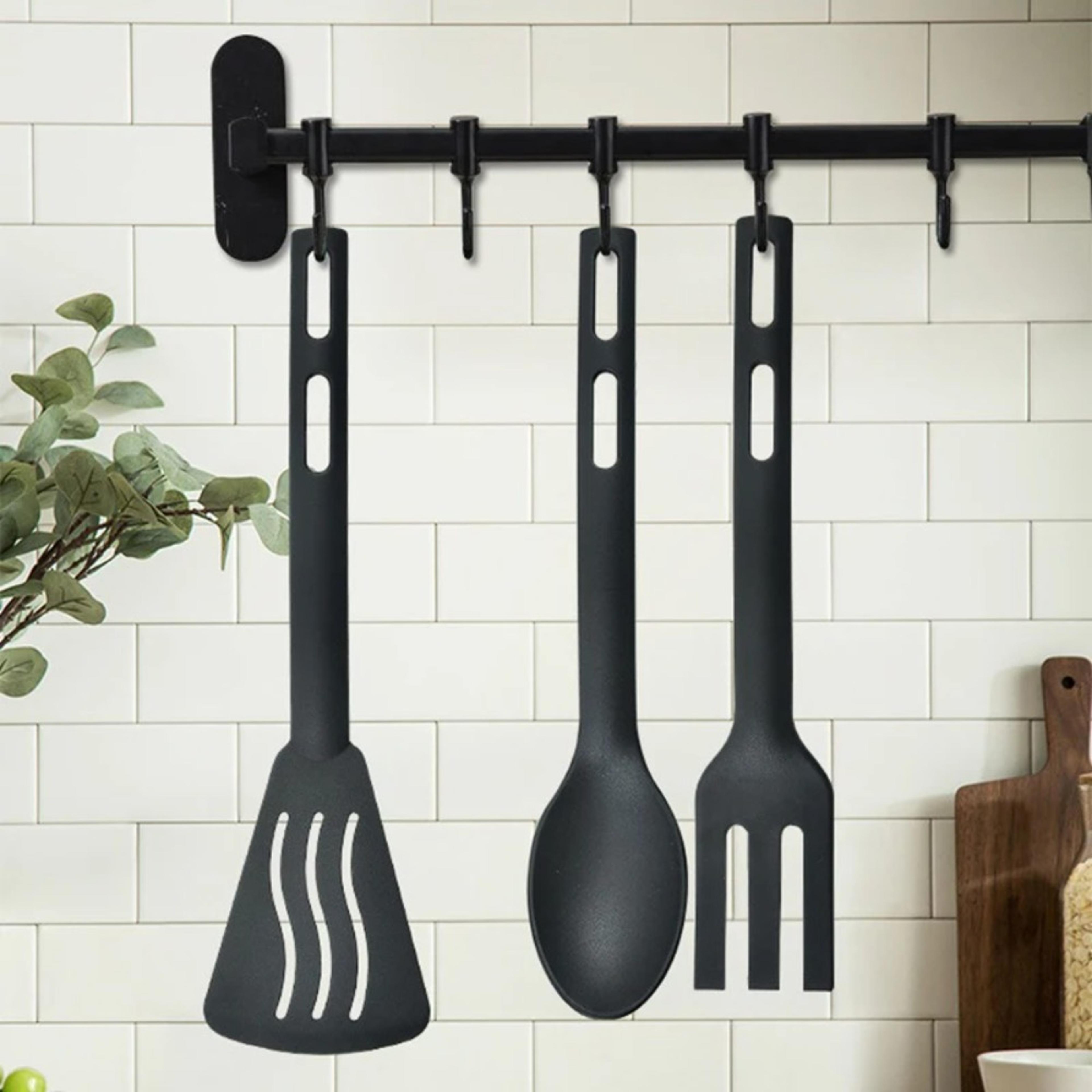 portable non stick heat resistant kitchen utensils set, comfortable handle nylon cooking accessories