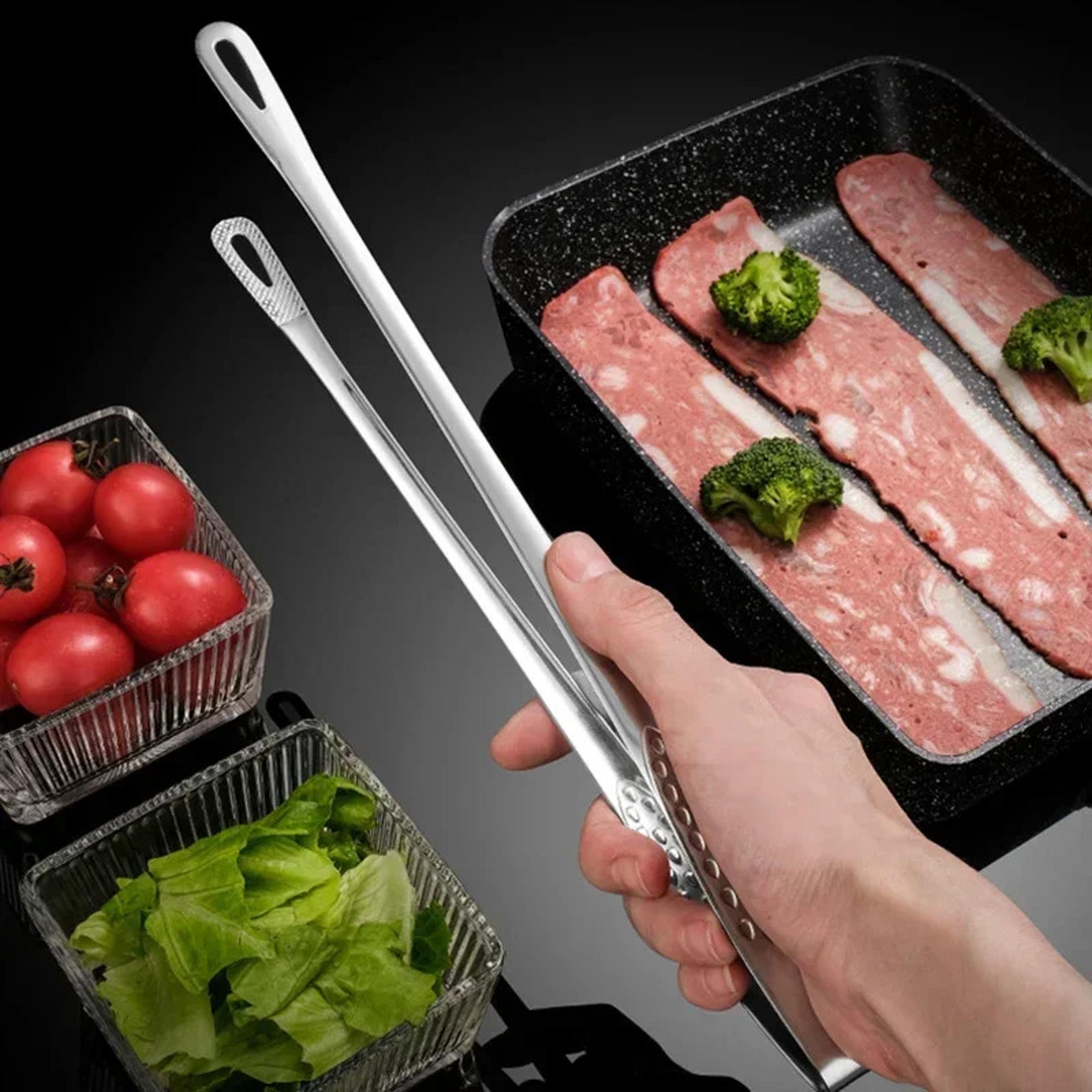 stainless steel bbq tongs kitchen cooking clip barbecue meat tweezers for food preparation