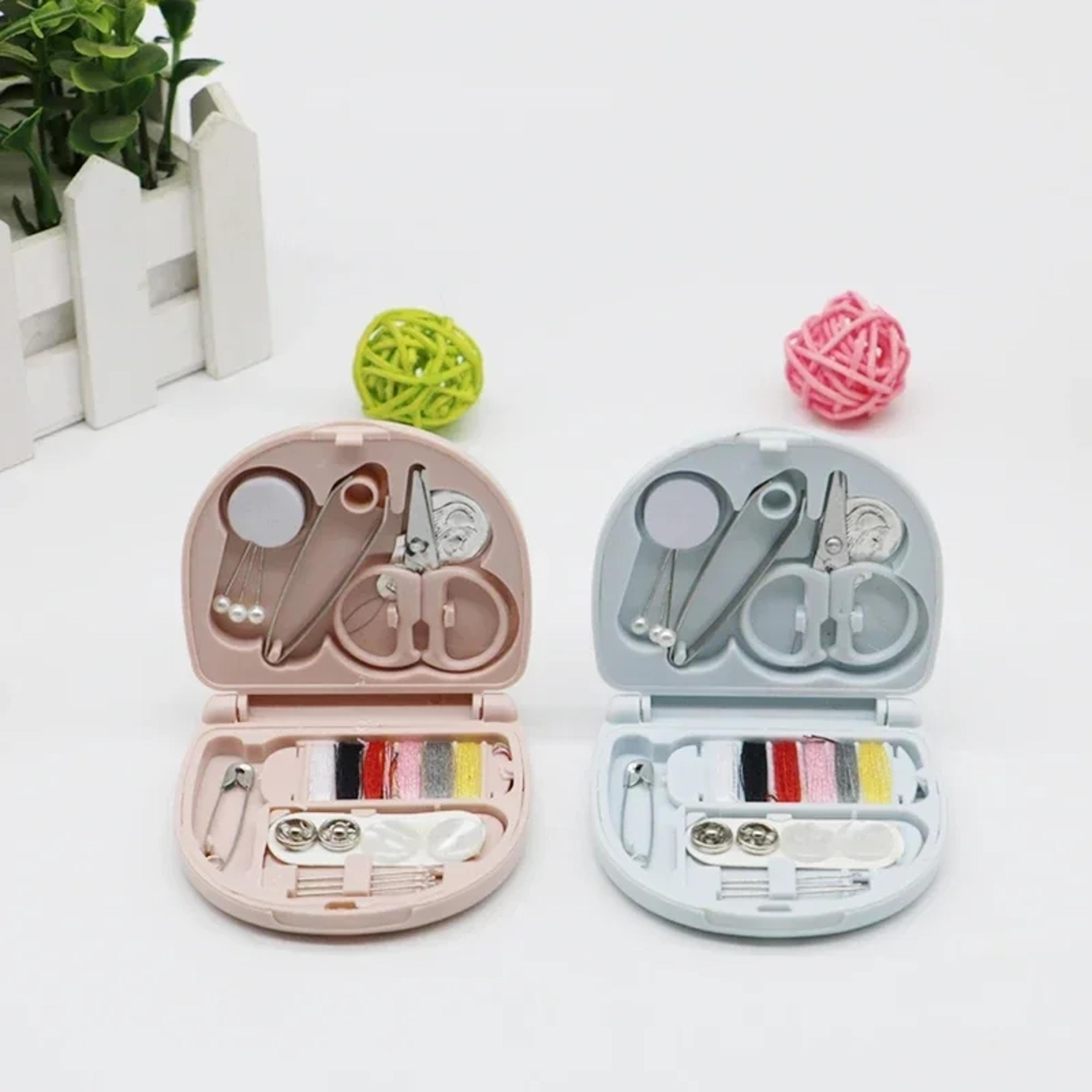 travel sewing box, mini portable diy sewing kit box, convenient craft organizer for home use