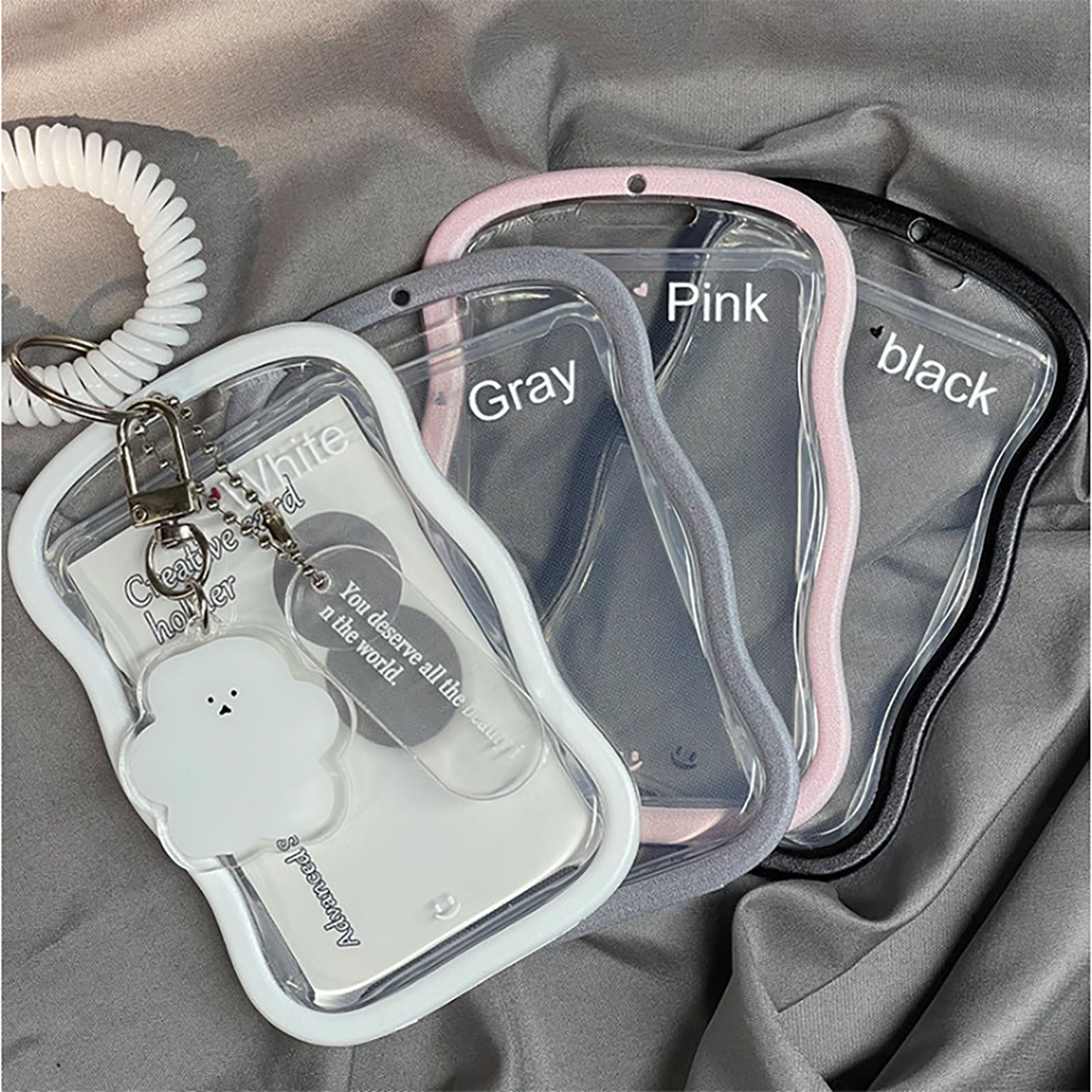 creative design photocard holder transparent card holder keychain photo sleeves bus card case