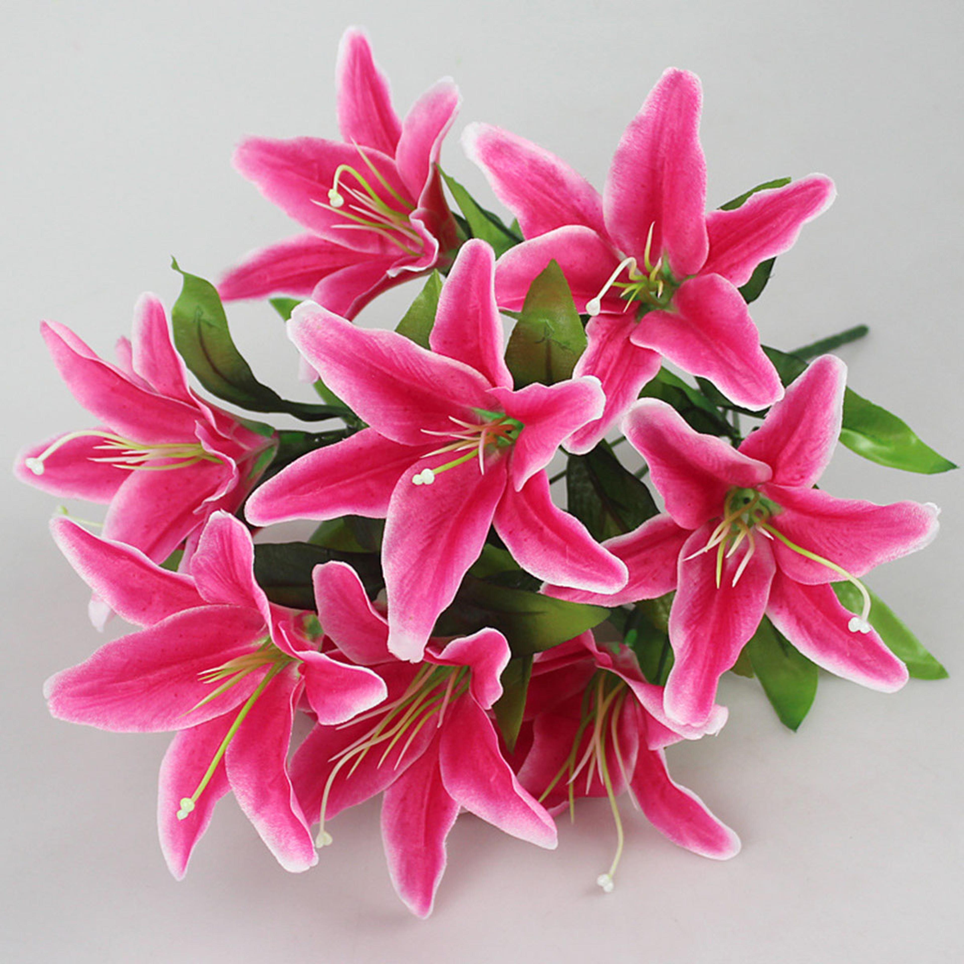 multicolor artificial lily flowers bridal bouquet heads wedding home party decoration fake floral arrangement