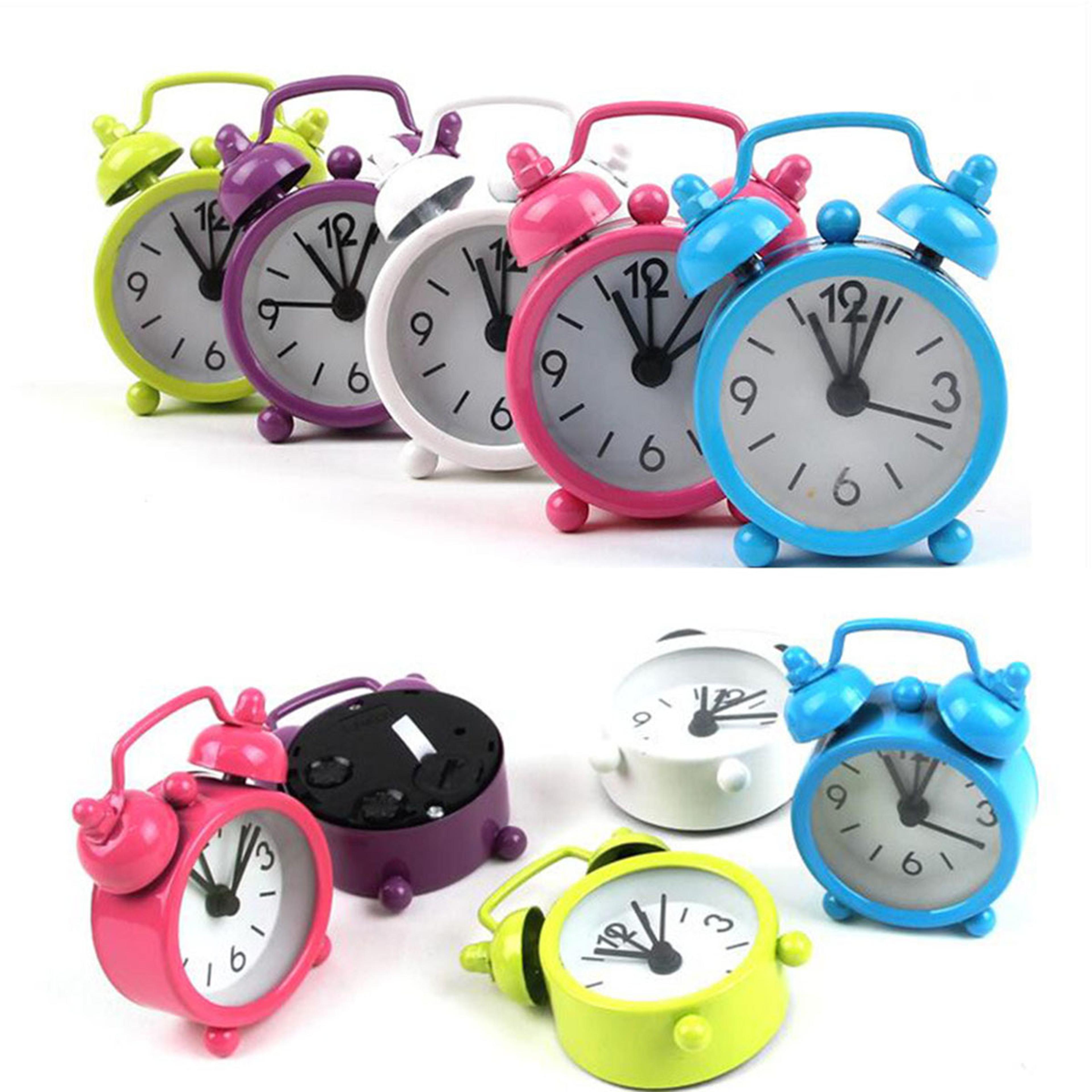 multicolor electronic small alarm clock creative cute mini metal table alarm morning clock