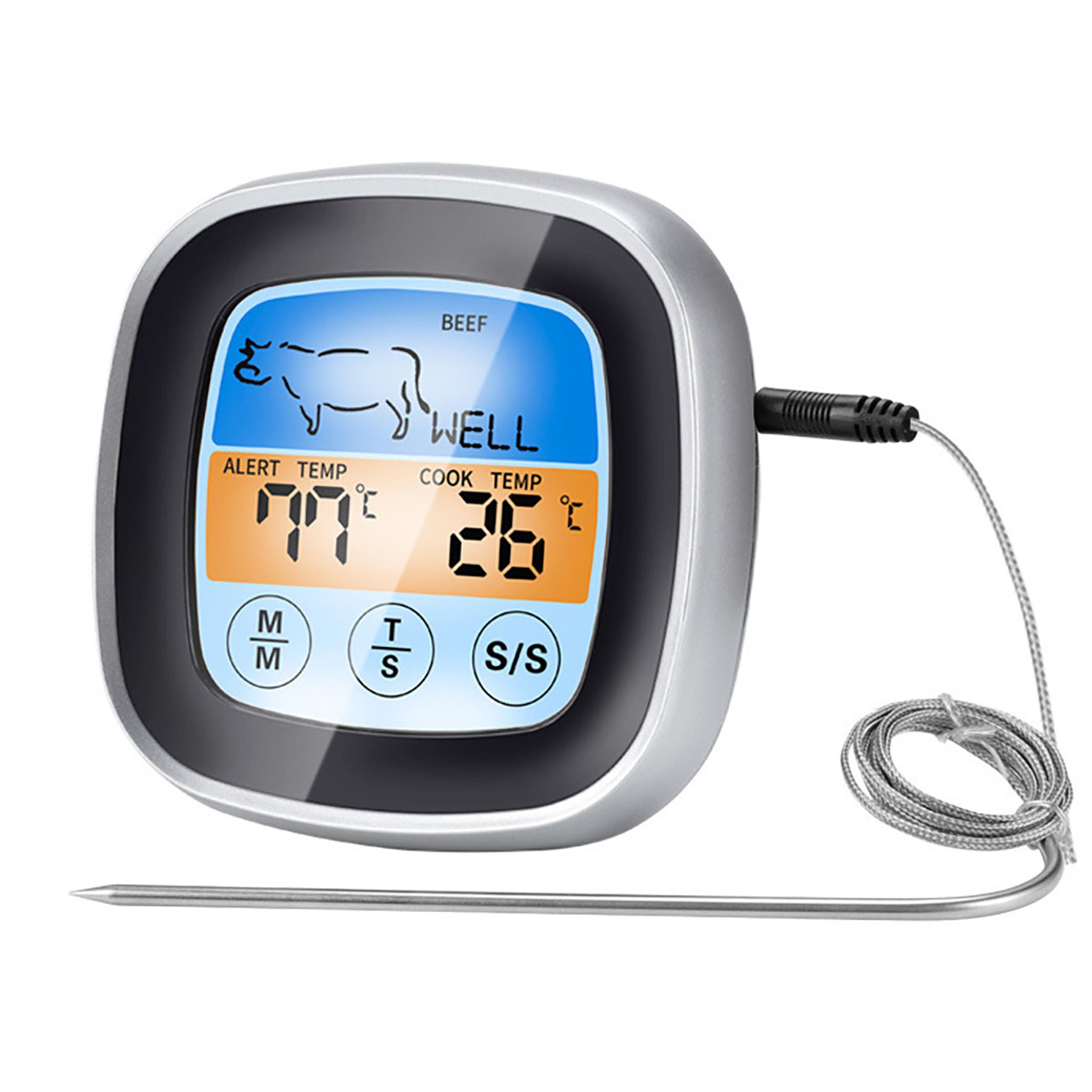 touch screen digital kitchen thermometer probe bbq timer meat food temperature measure tool for steak barbecue cooking