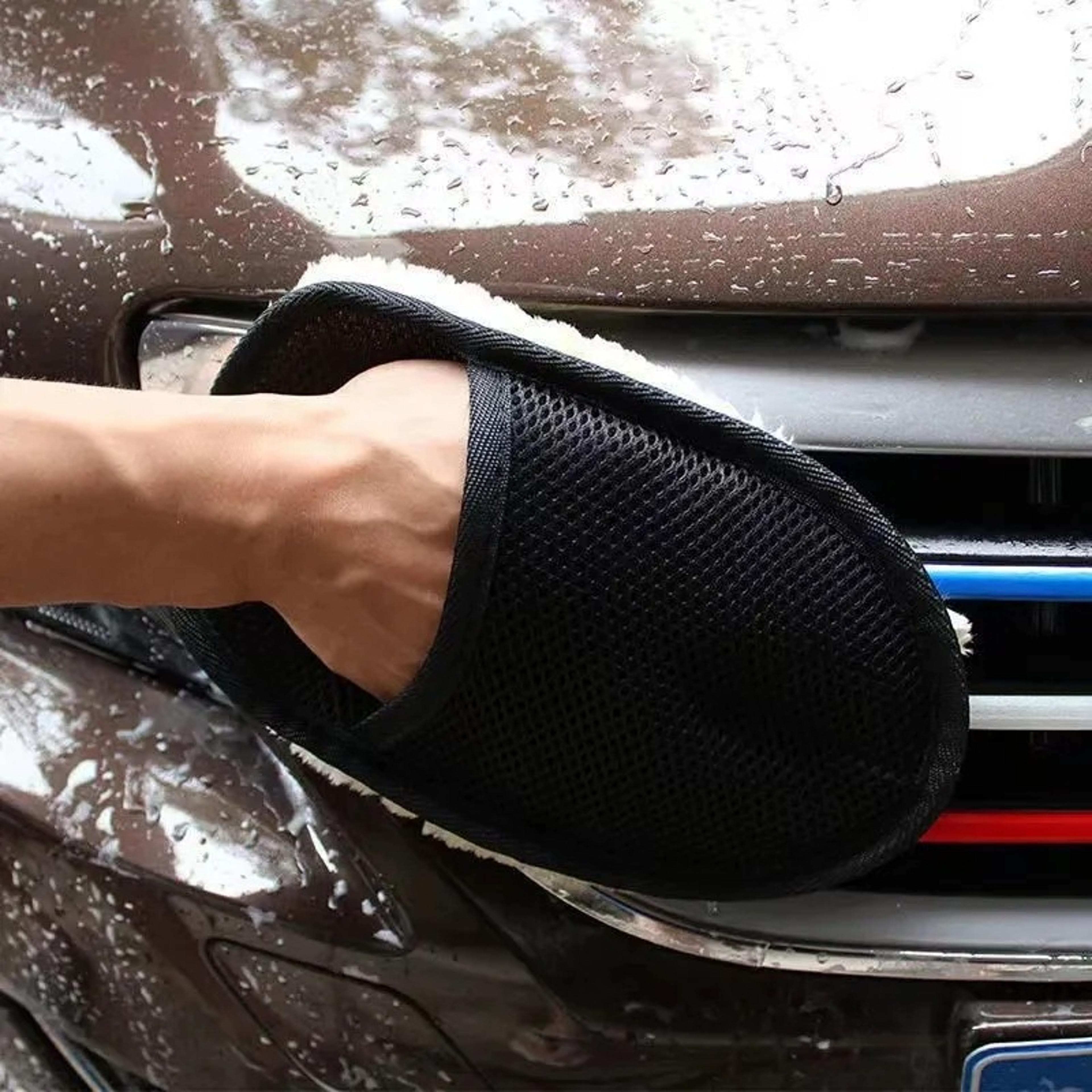 thickened plush car cleaning gloves, imitation wool waxing polishing gloves