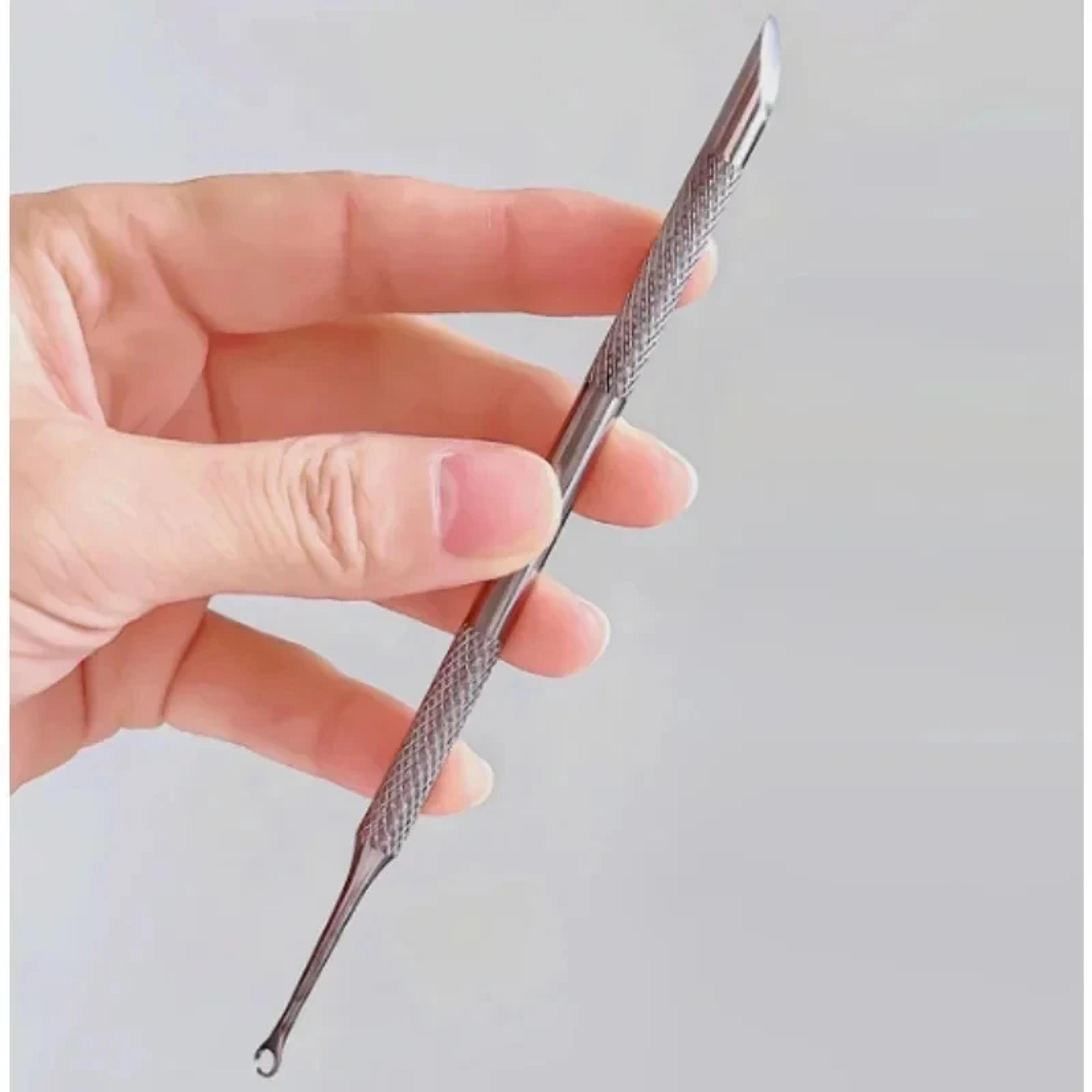 stainless steel remover manicure sticks tool, double-ended bevelled nail grinding file, circle beveled head cuticle push