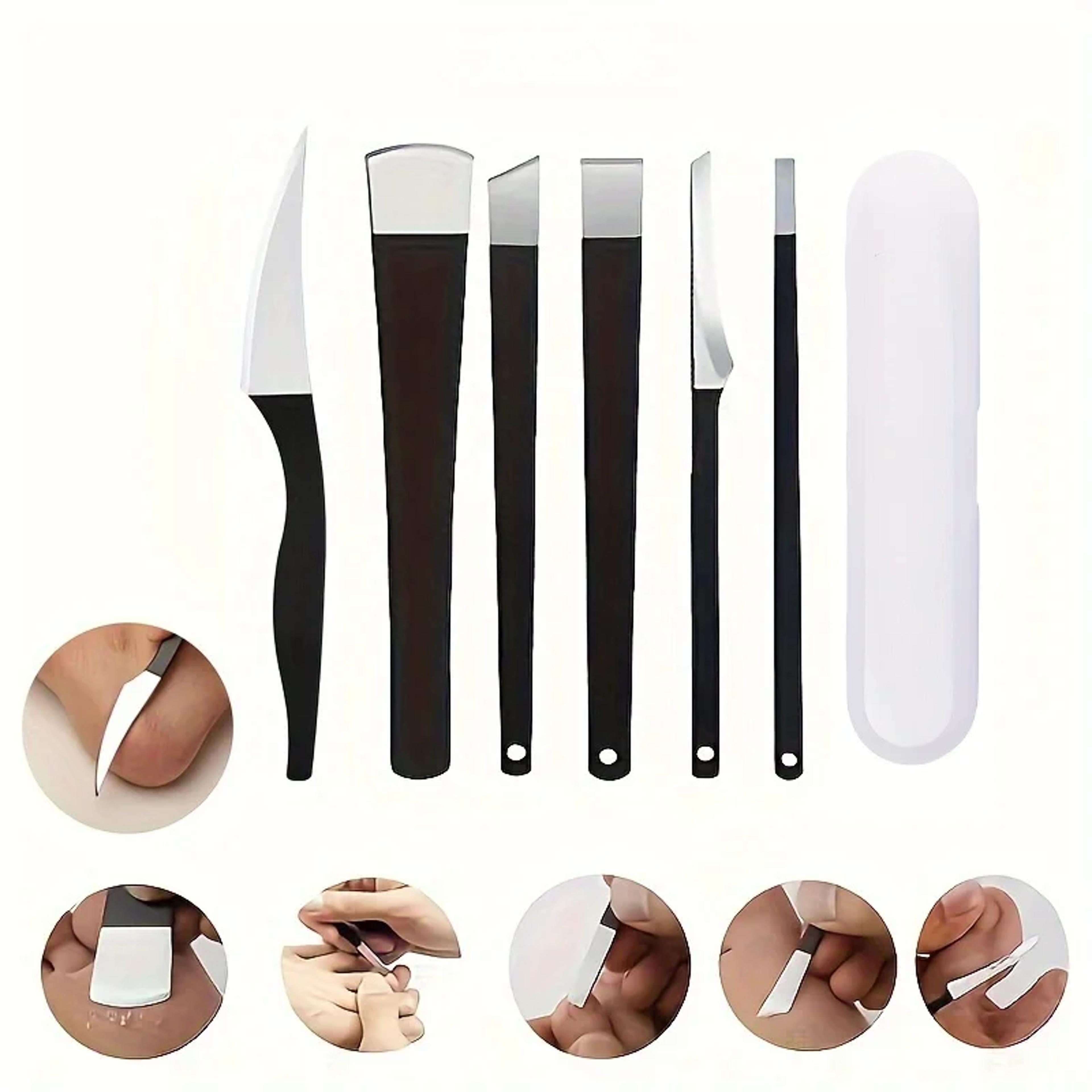 stainless steel foot care set with ingrown toenail clippers, sharp exfoliating knife and dead skin remover foot scraper