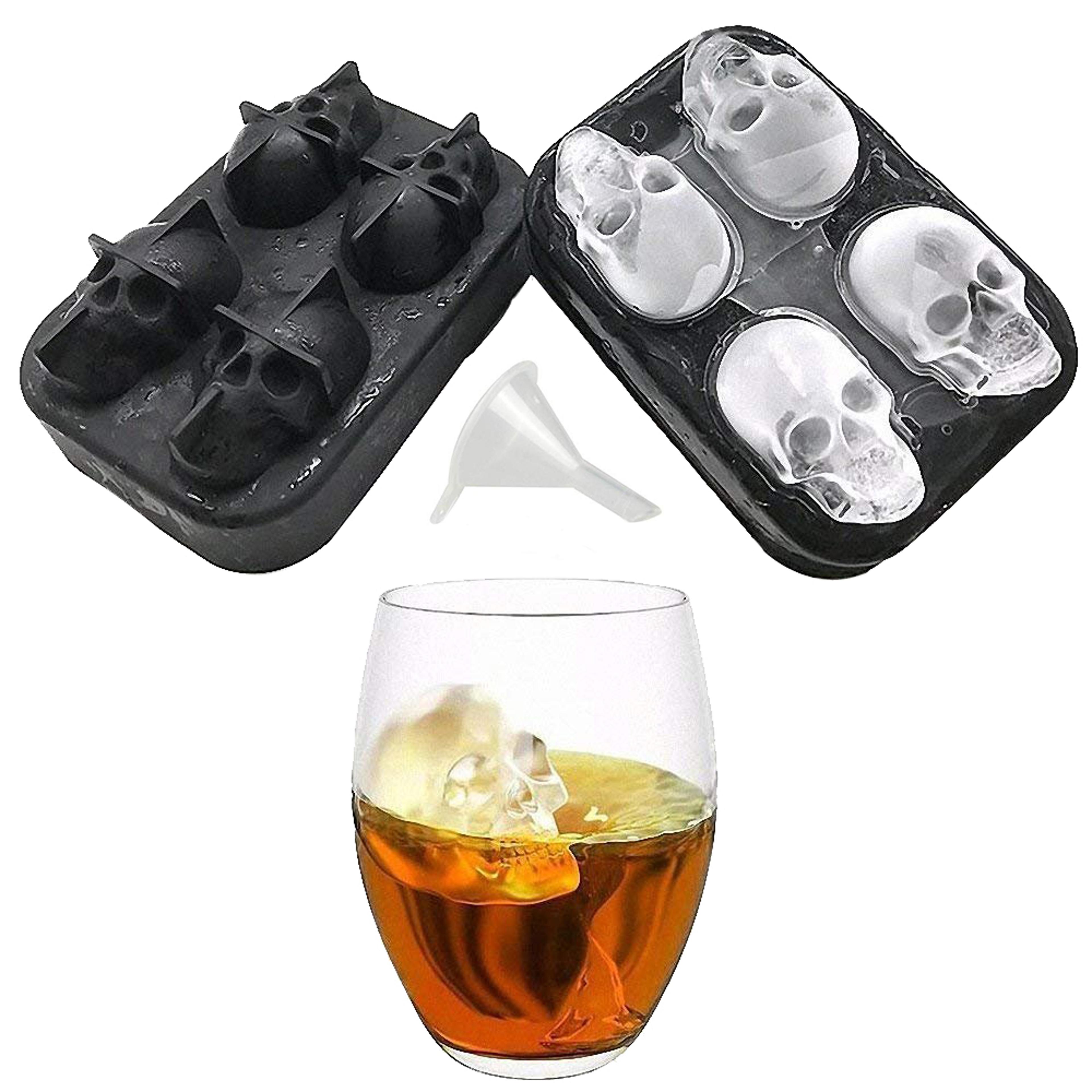 silicone cavity ice cube maker 3d skull ice cube tray with funnel flexible ice maker molds ice cream tools