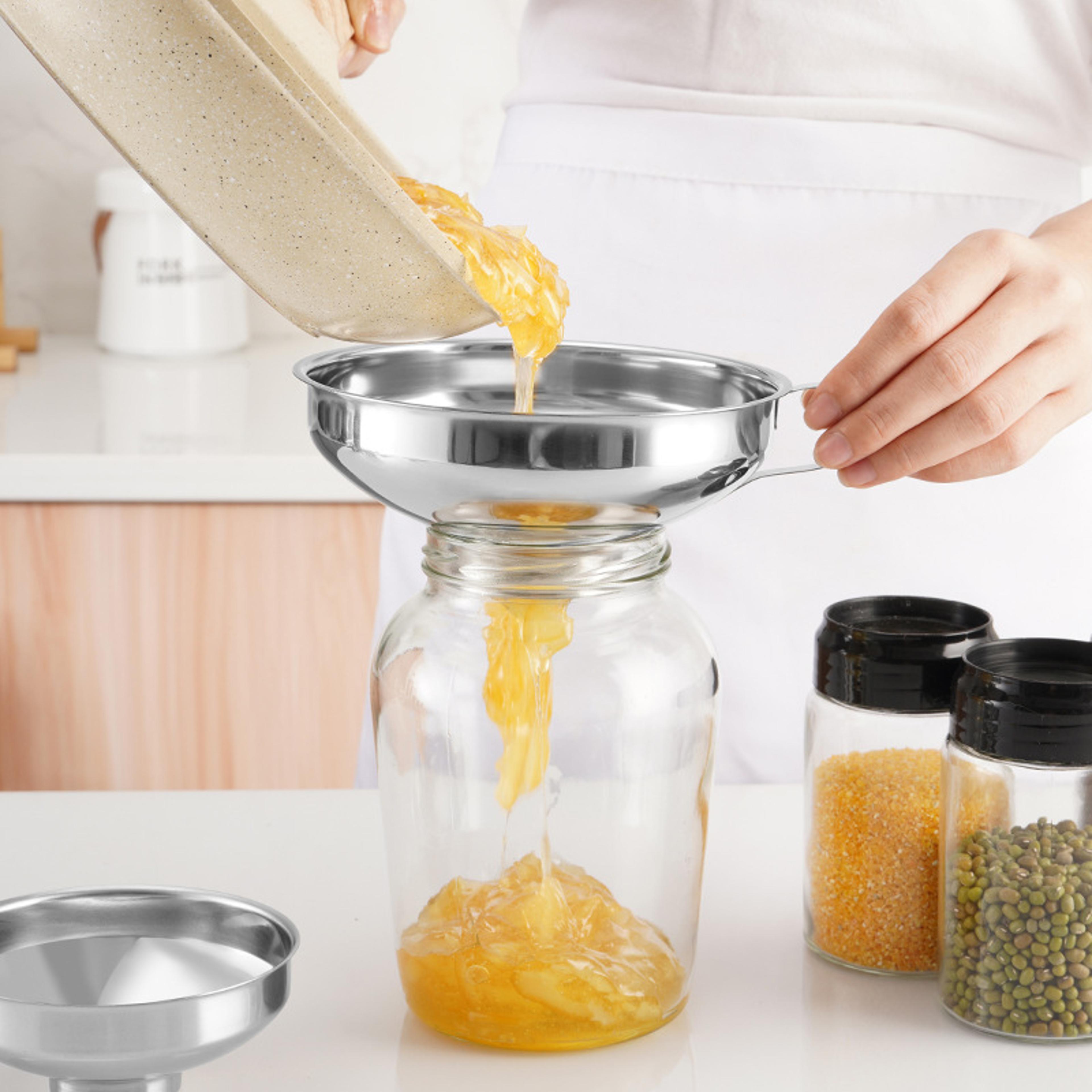 wide mouth stainless steel funnel for canning jam dressing oil wine water spices filter for jar canning cup