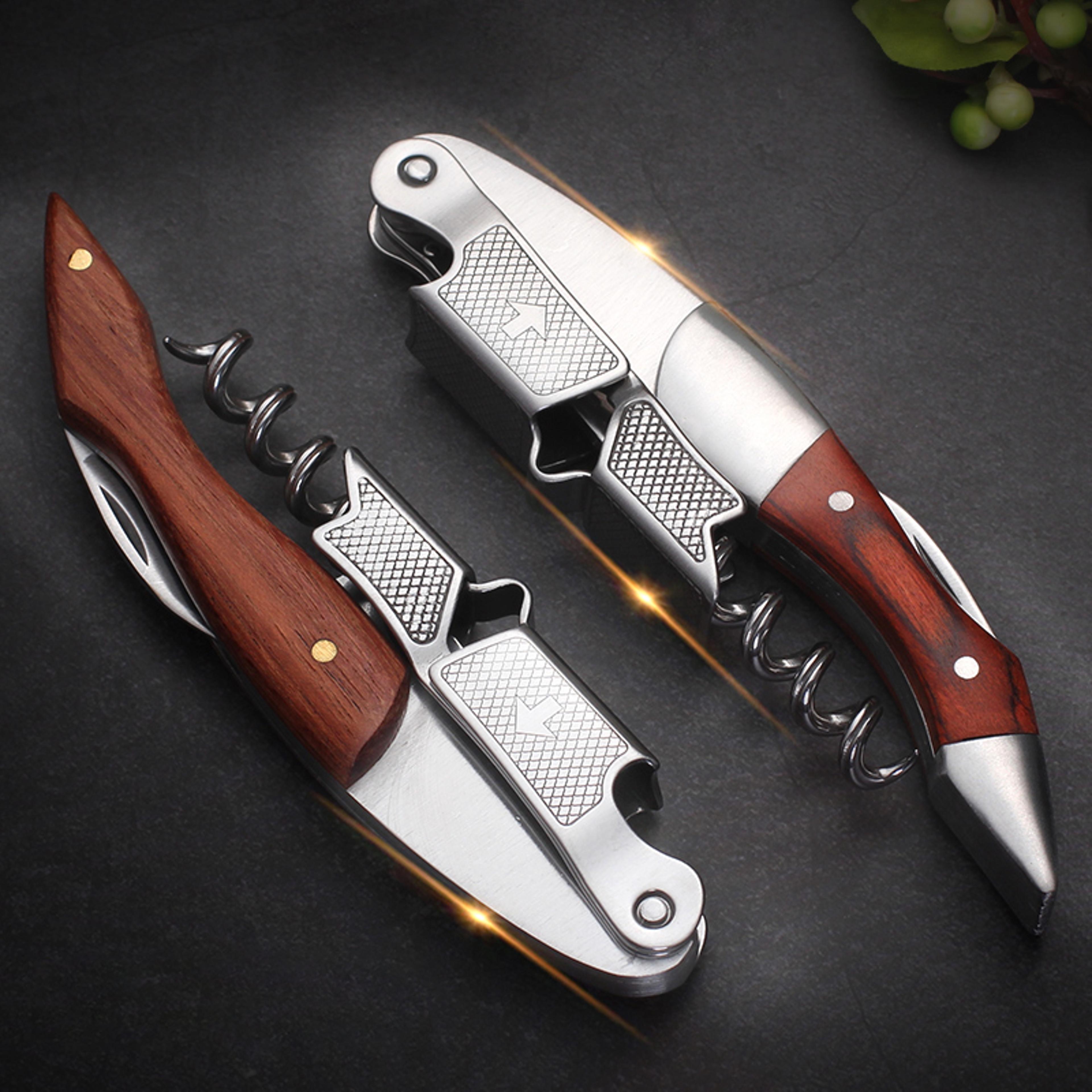 portable corkscrew professional wine opener wood handle multifunction beer cap bottle opener bar tool