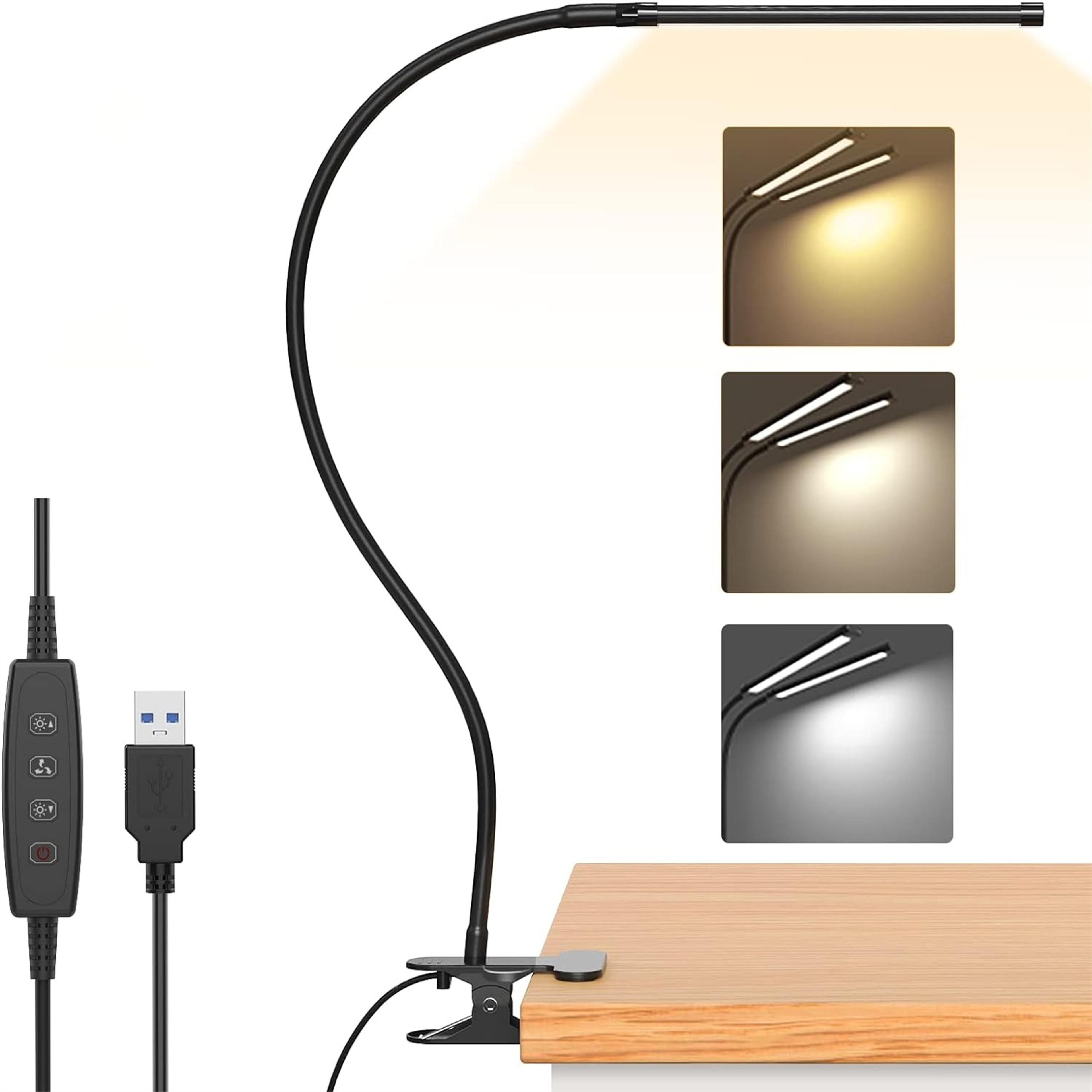 usb rechargeable desk lamp led reading light flexible clip portable night lamp warm cool white daylight