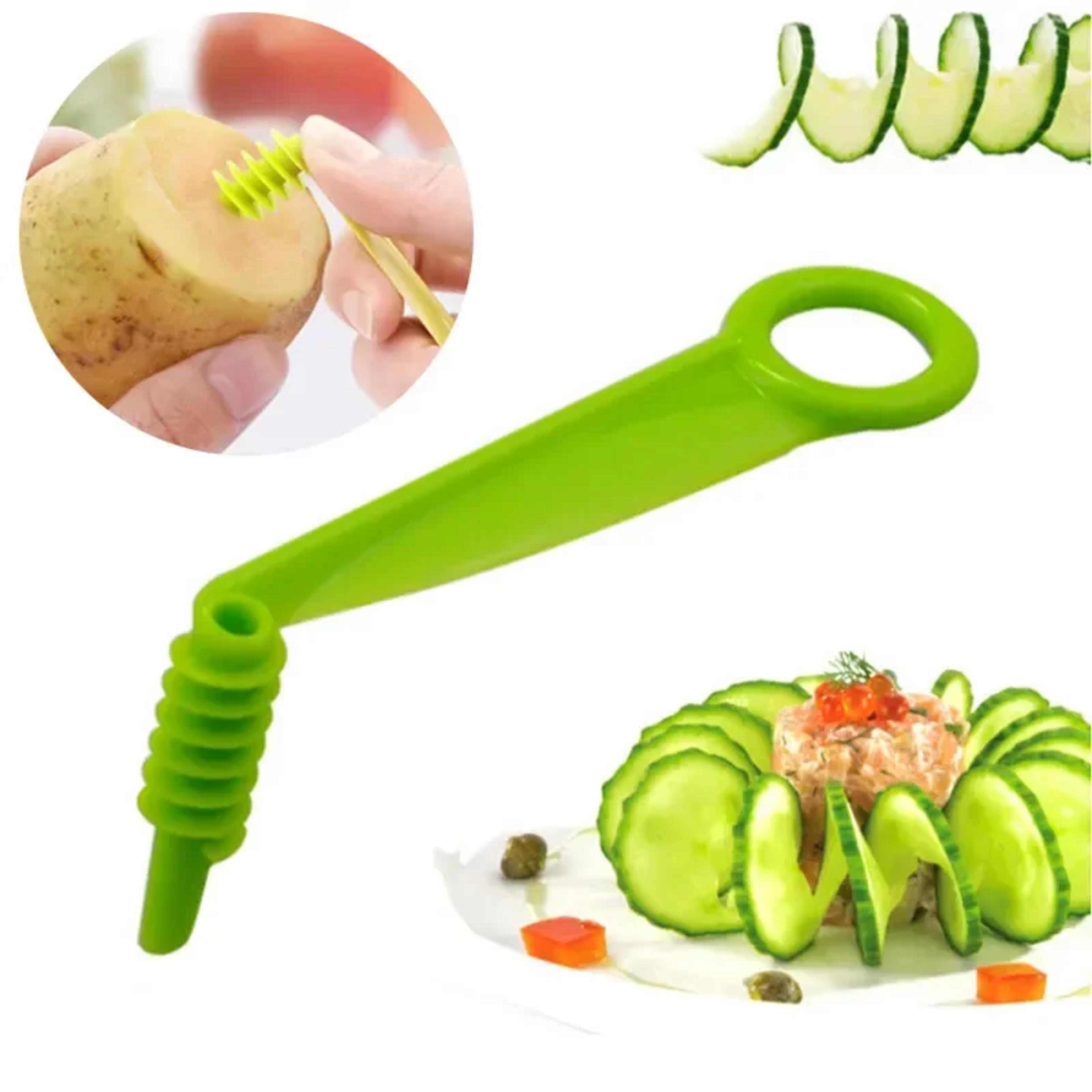 creative potato spiral slice cutter stainless steel plastic rotate kitchen gadget