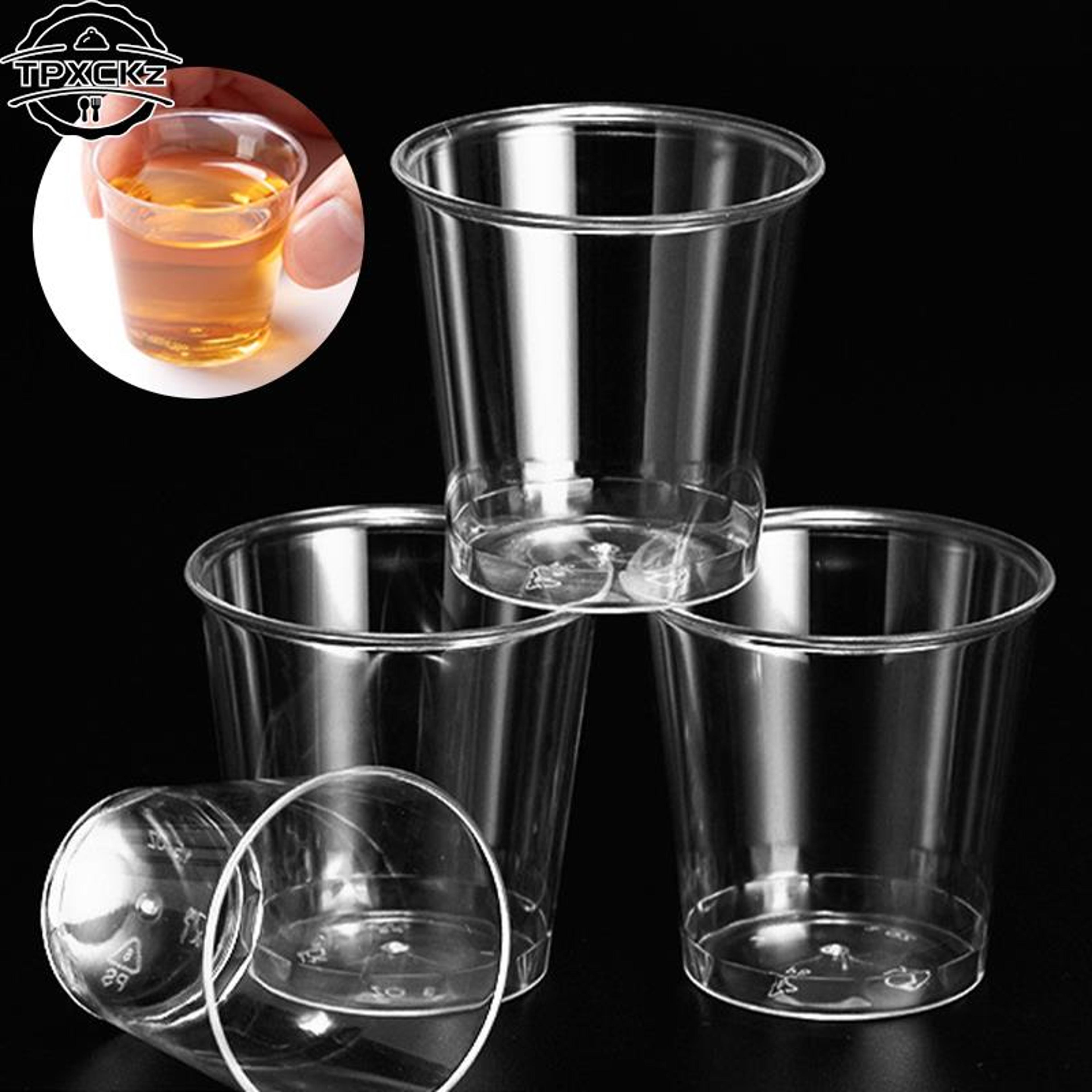 mini clear plastic disposable party shot glasses, jelly cups, tumblers for birthday, kitchen accessories