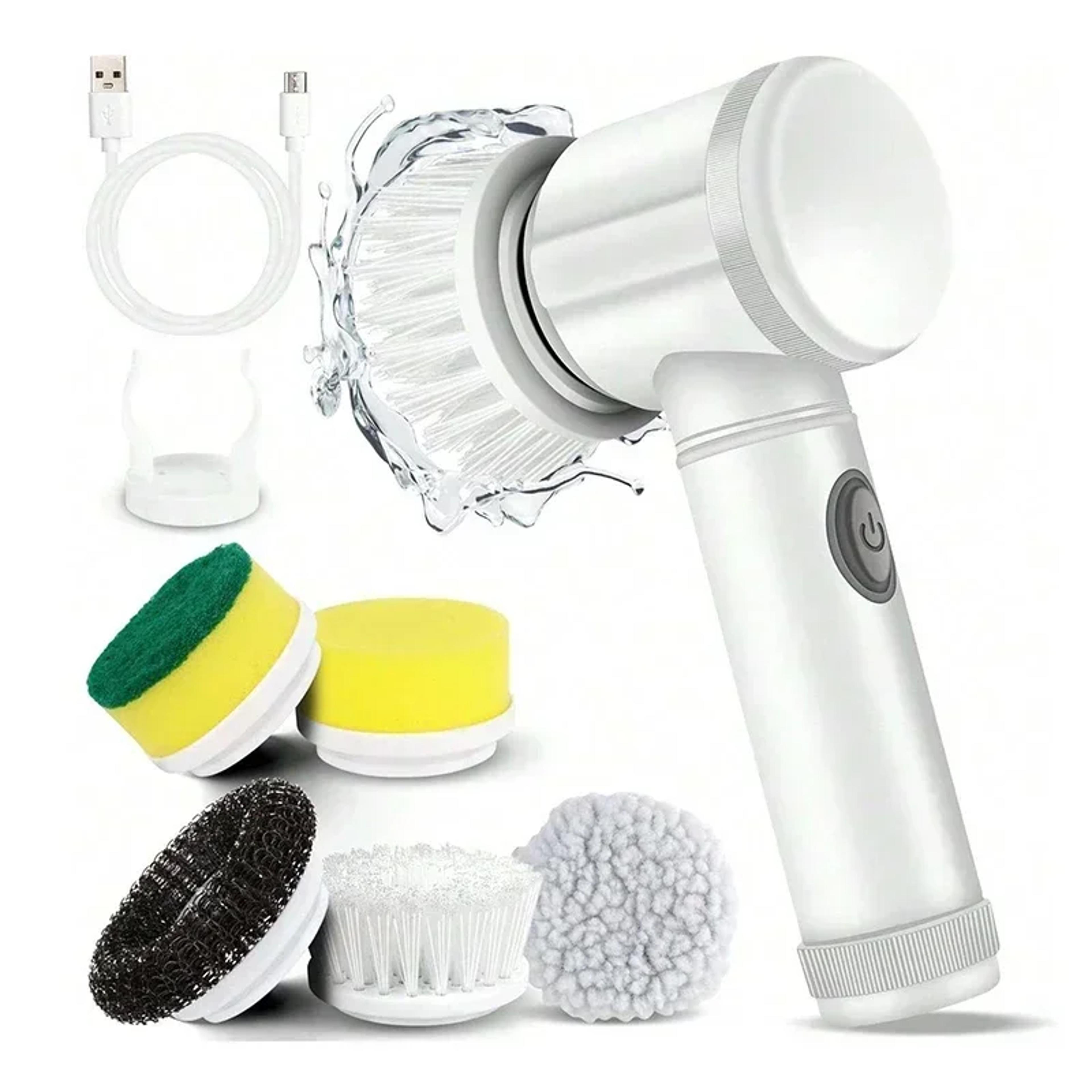 electric rechargeable cordless spin scrubber with brush heads for bathroom kitchen tile grout shower car deep cleaning