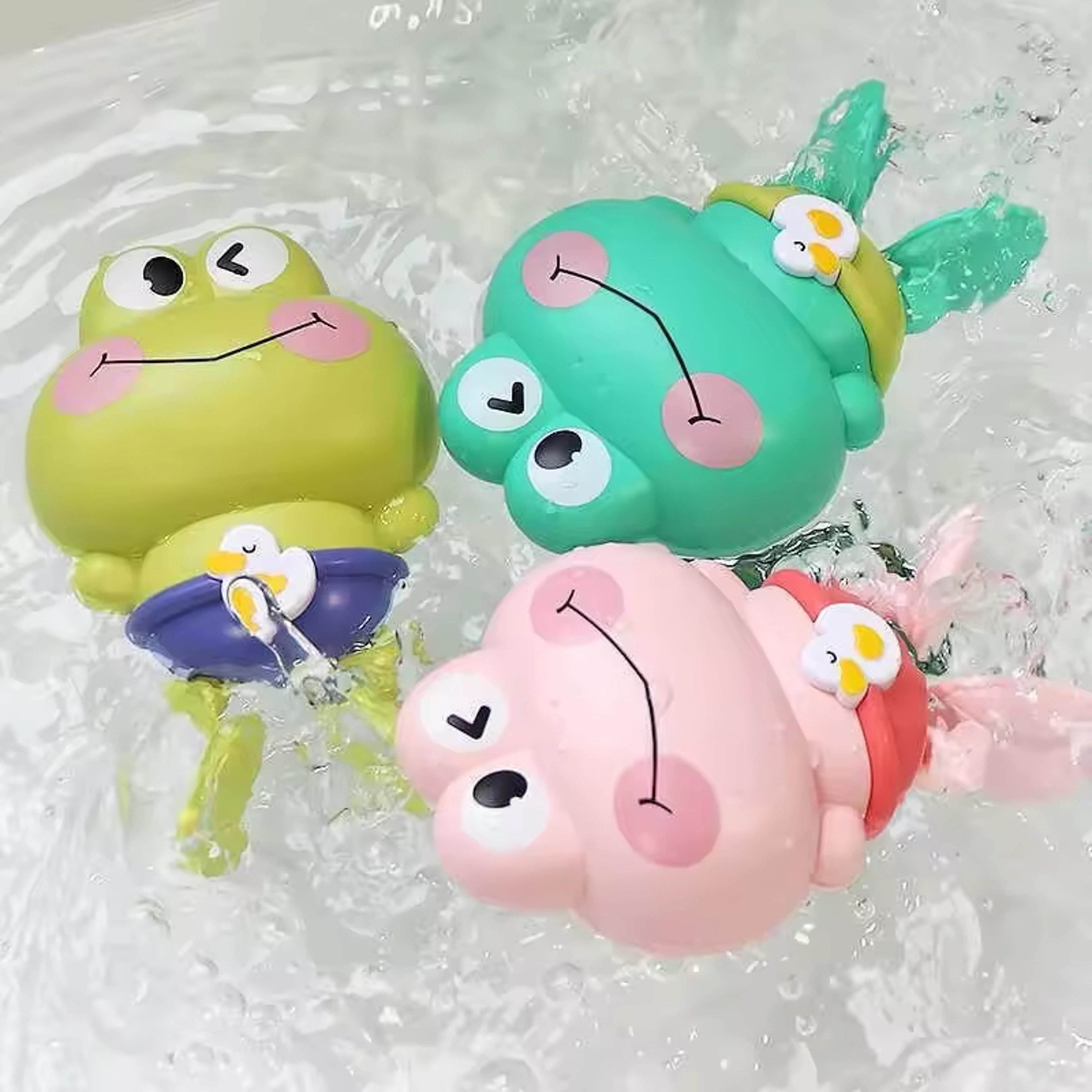 montessori water toy for kids wind-up swimming frog bath toy no battery mold-free abs for toddlers