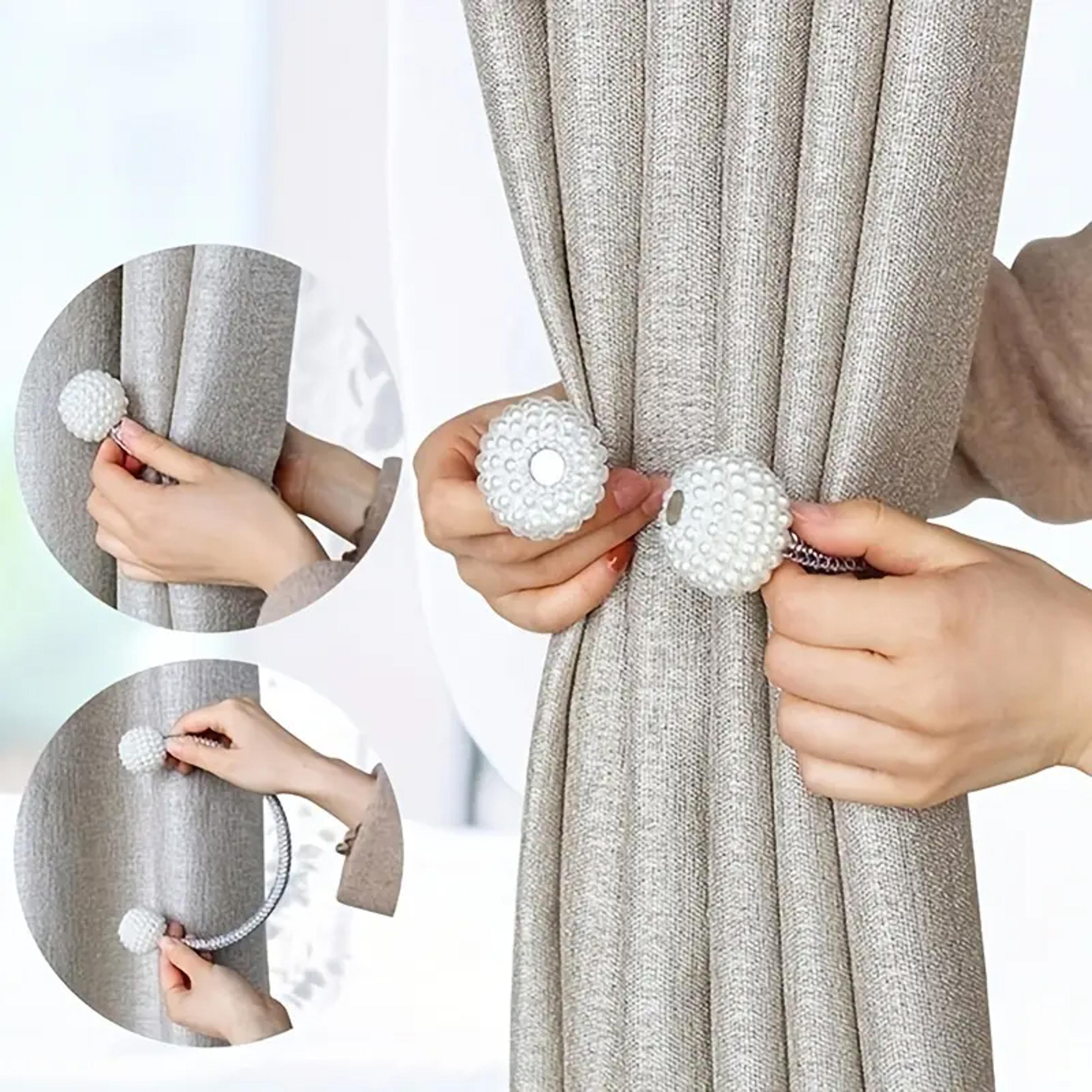 pearl magnetic curtain clips, adjustable locking ties, magnetic no punch curtain fixer decorative accessories