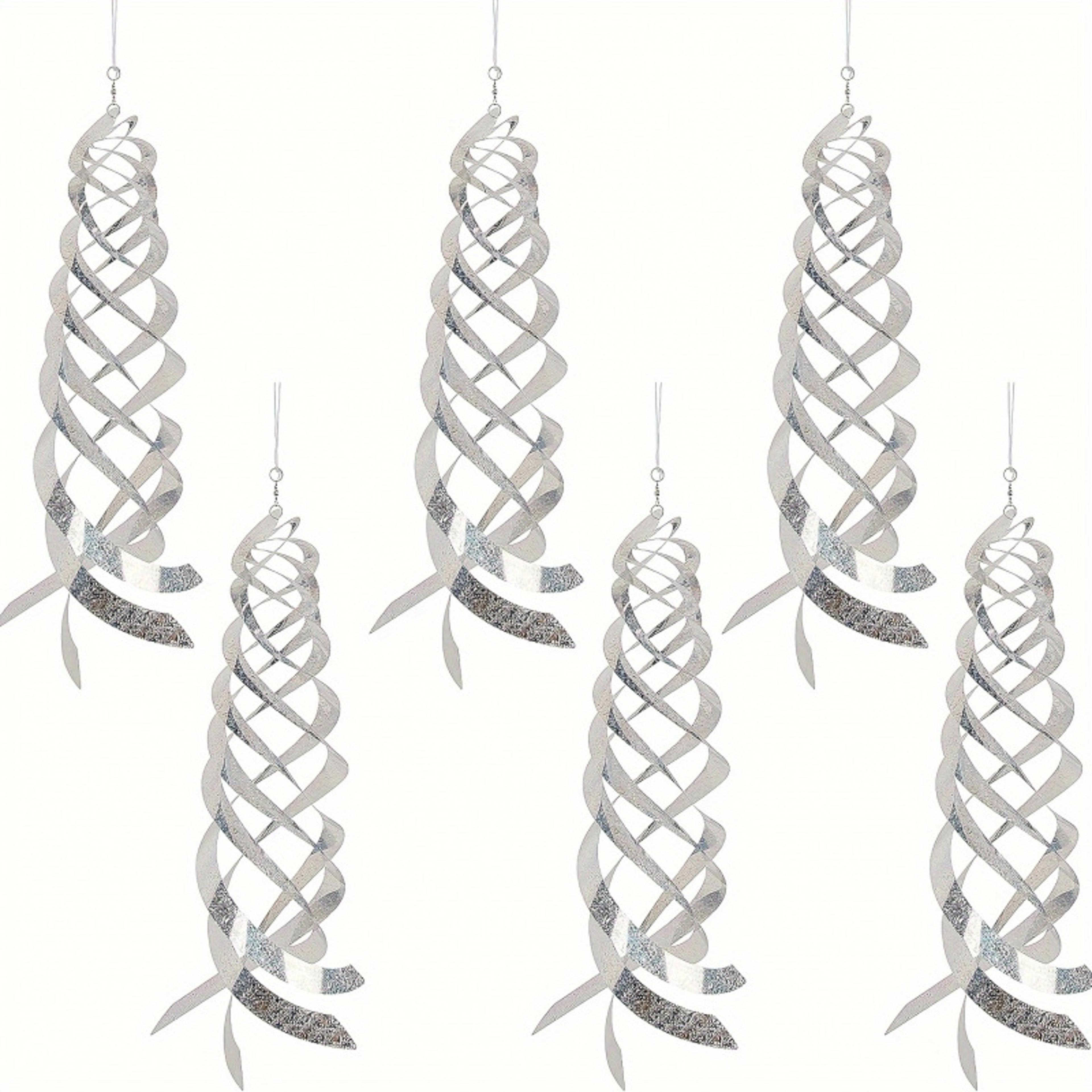 silvery mylar bird repellent spiral reflectors, hanging garden deterrents, scares woodpeckers pigeons