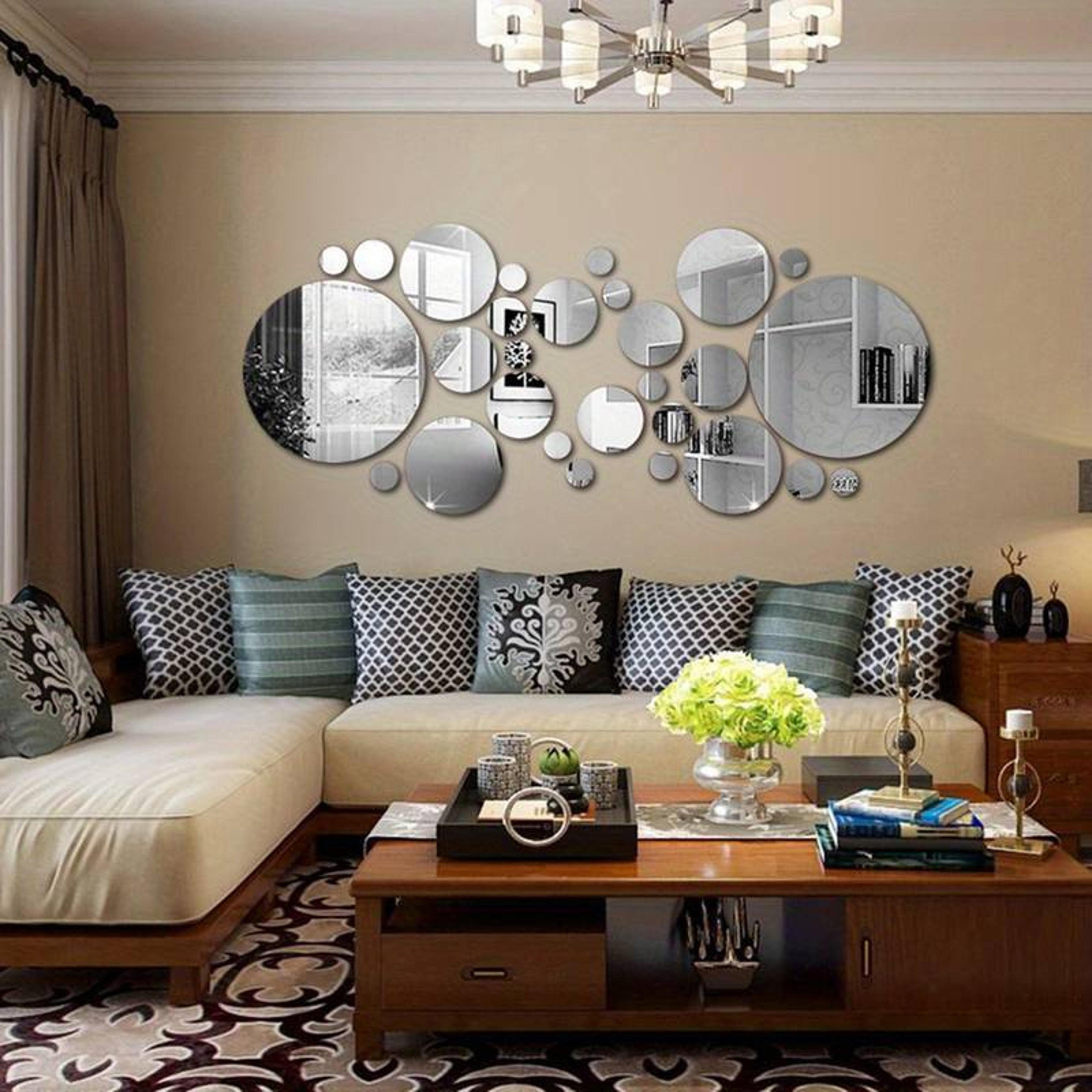 diy 3d acrylic mirror stickers, round mirror, wall decoration for bedroom, bathroom, tv background