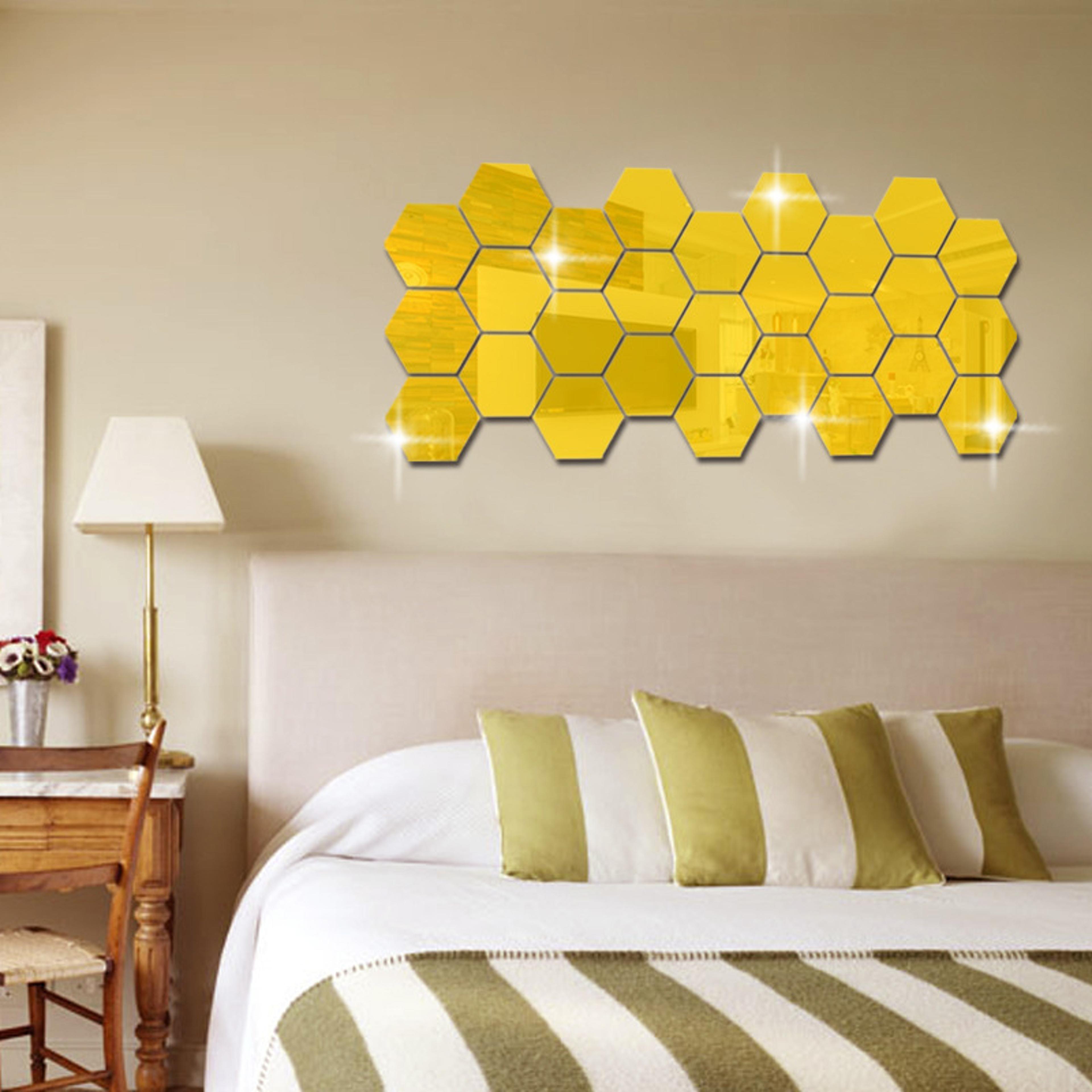 acrylic mirror wall stickers, self-adhesive tv background, hexagonal wall stickers, living room home decoration