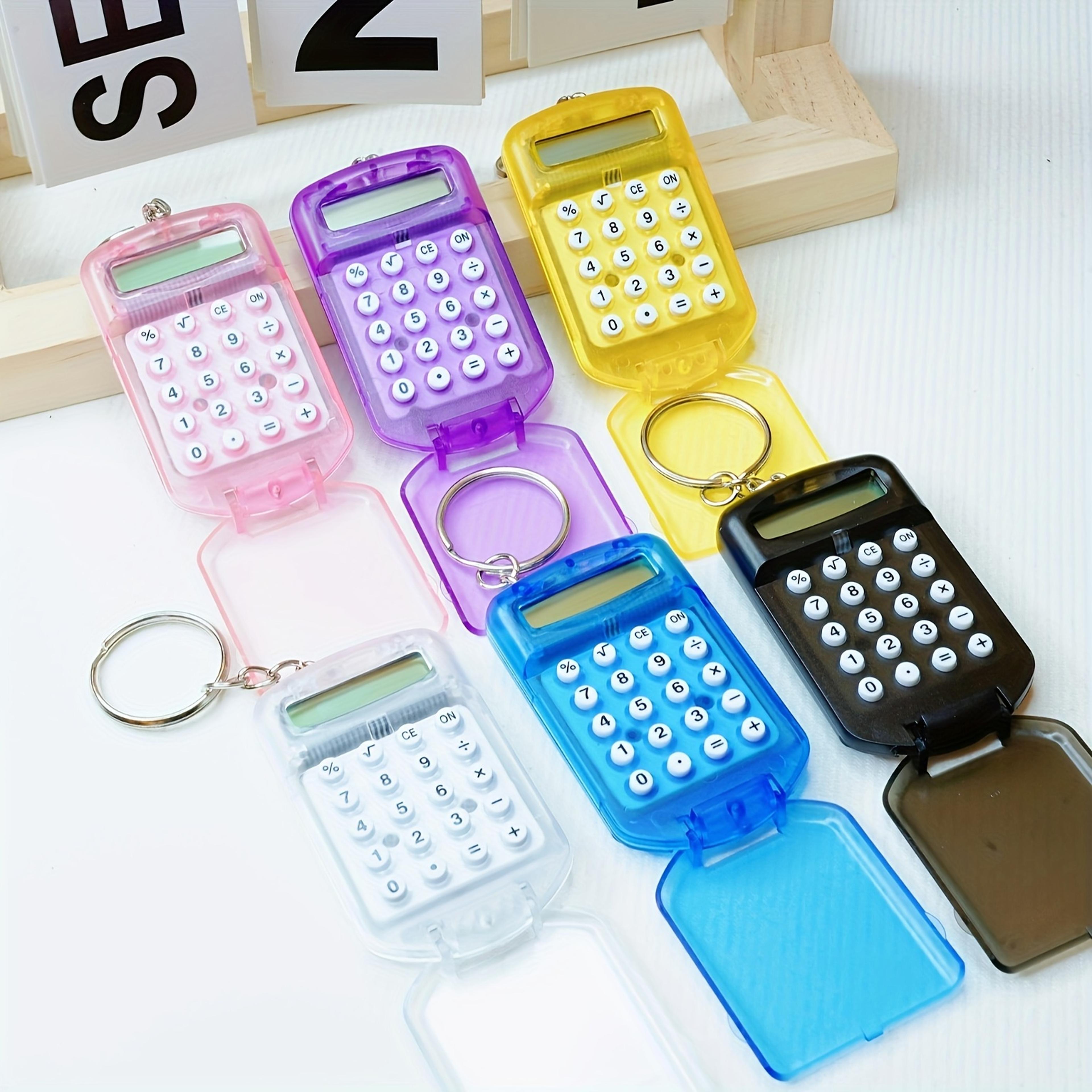 cute cartoon mini calculator with keychain, digits display, pocket size for school gifts and kids
