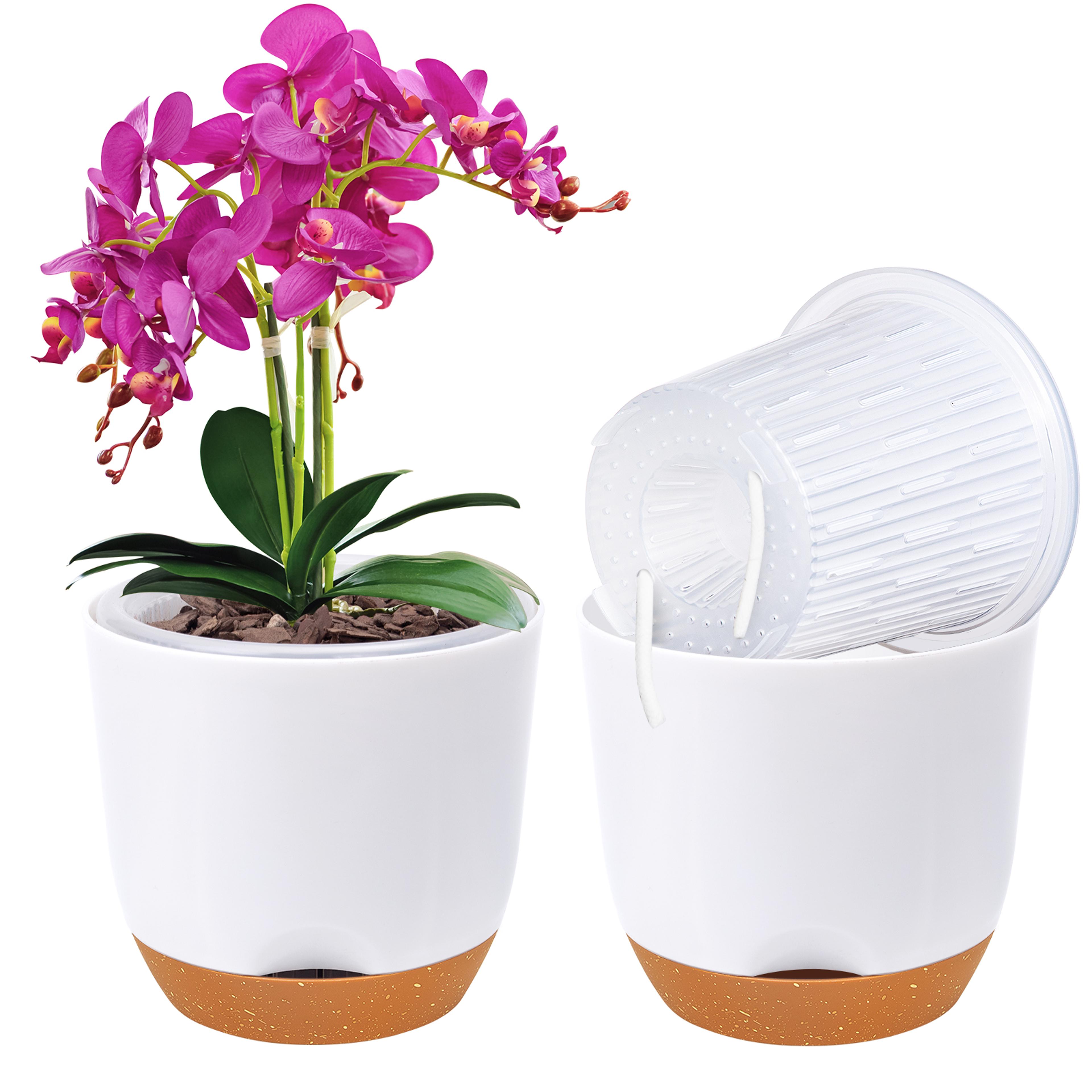 plastic orchid pot with holes self watering orchid planter for repotting with inner pot and inje flower pot