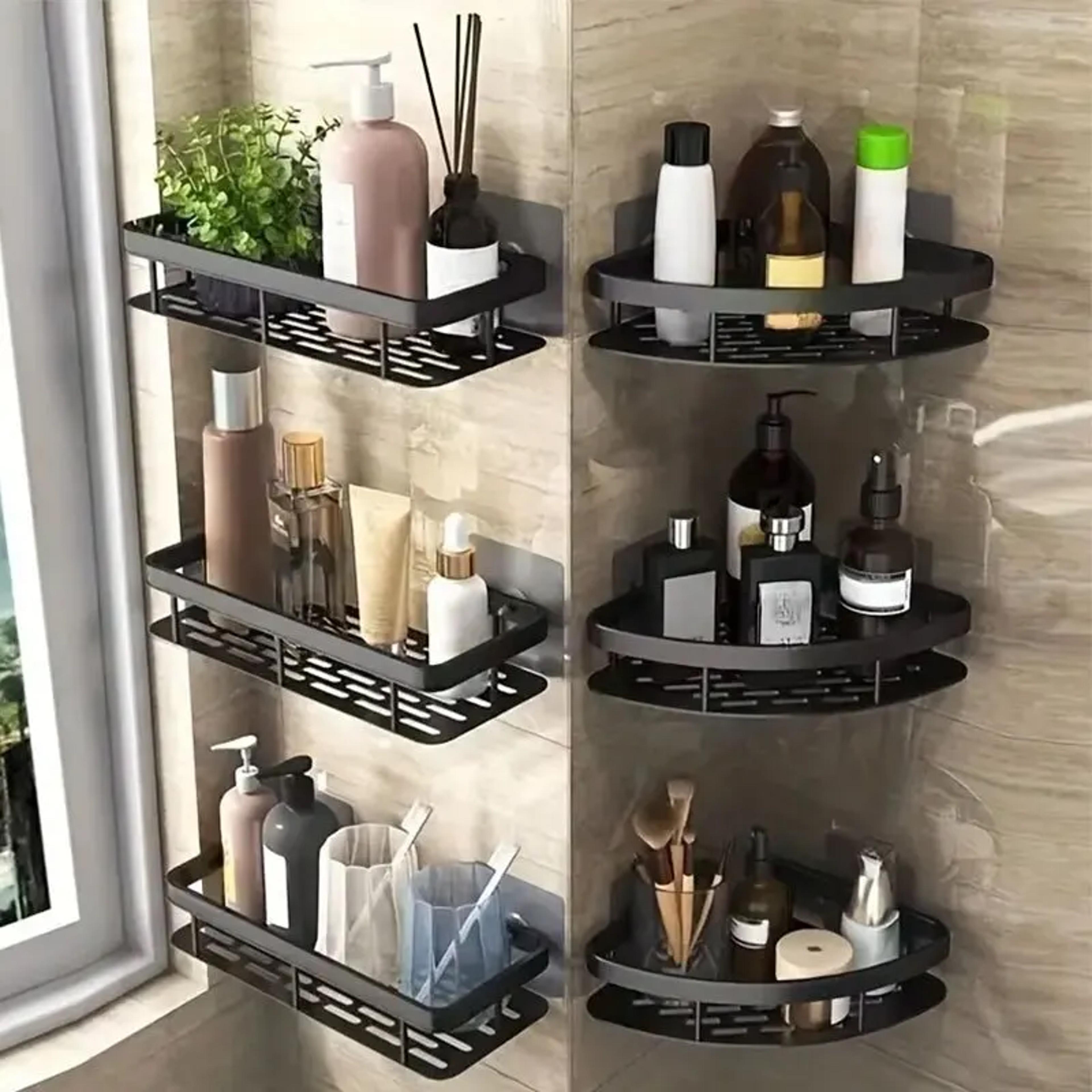 bathroom storage rack shelves no-drill corner shower storage holder