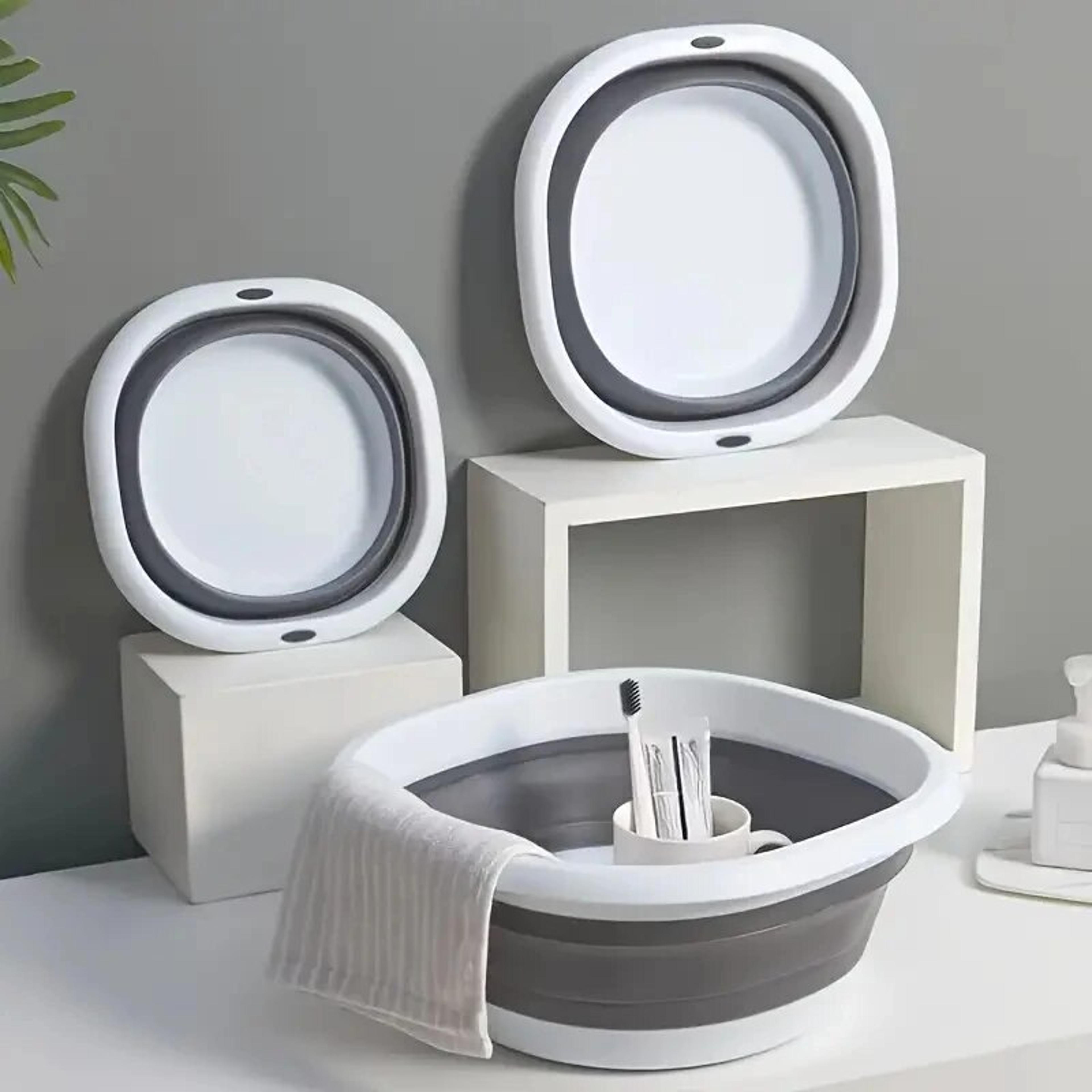 foldable foot soak tub collapsible plastic basin for feet soaking and laundry use