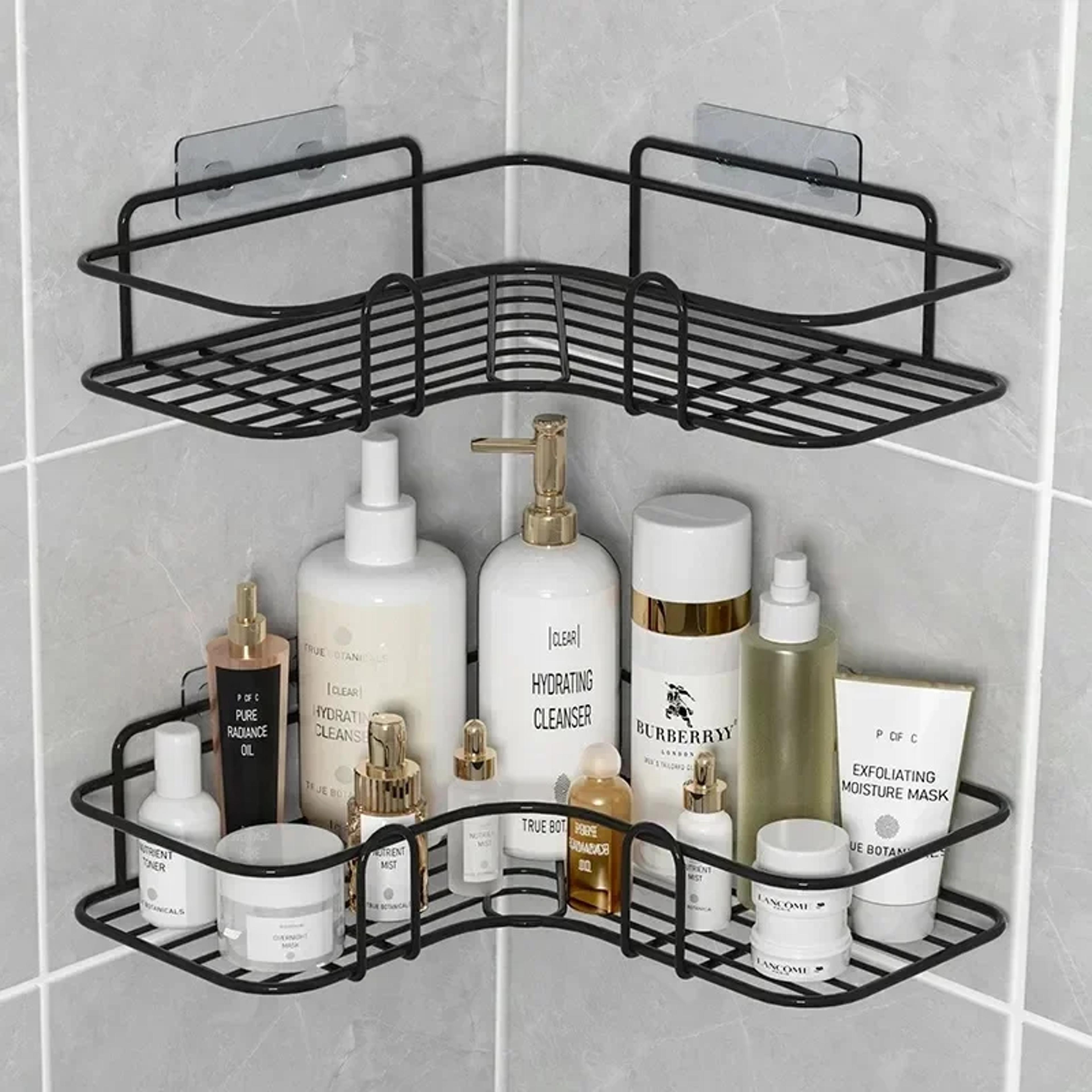 bathroom organizer wall shelf corner storage iron shower drain basket cosmetic rack shampoo holder