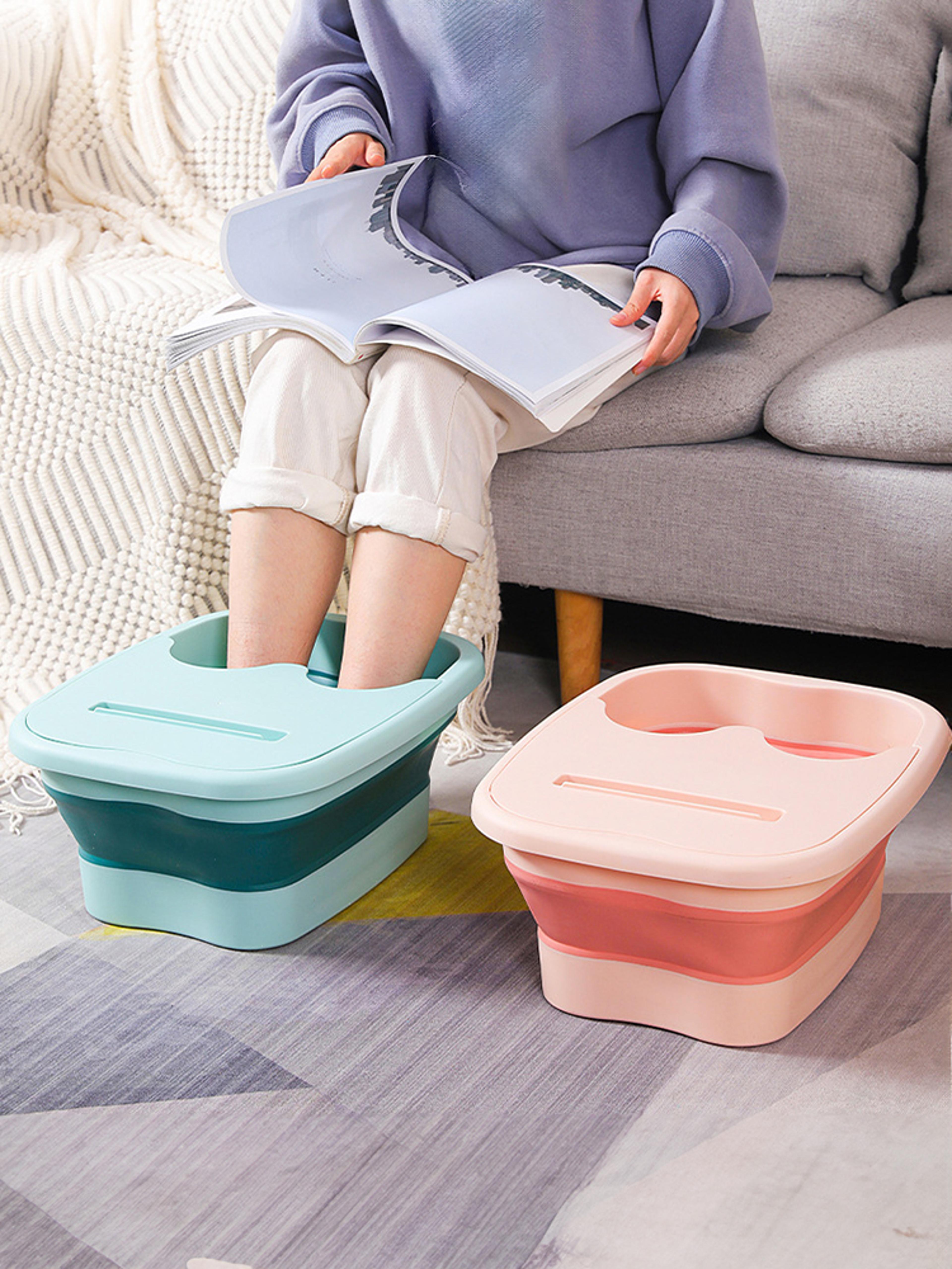 folding basin spa footbath massage bucket pedicure bath tub household sauna foot bath soaking bucket