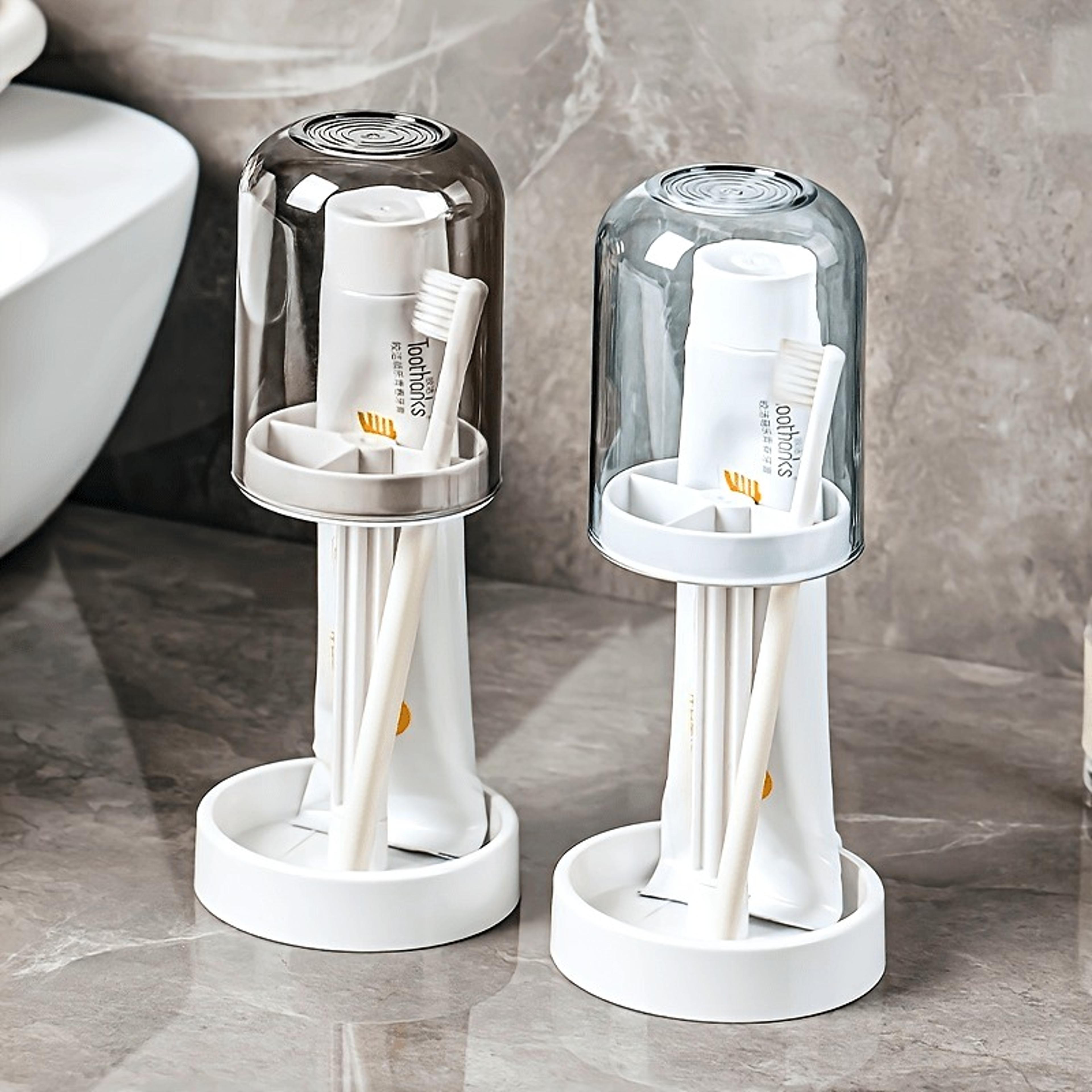 multifunctional plastic toothbrush and toothpaste holder set with dustproof cover and water drainage for home use