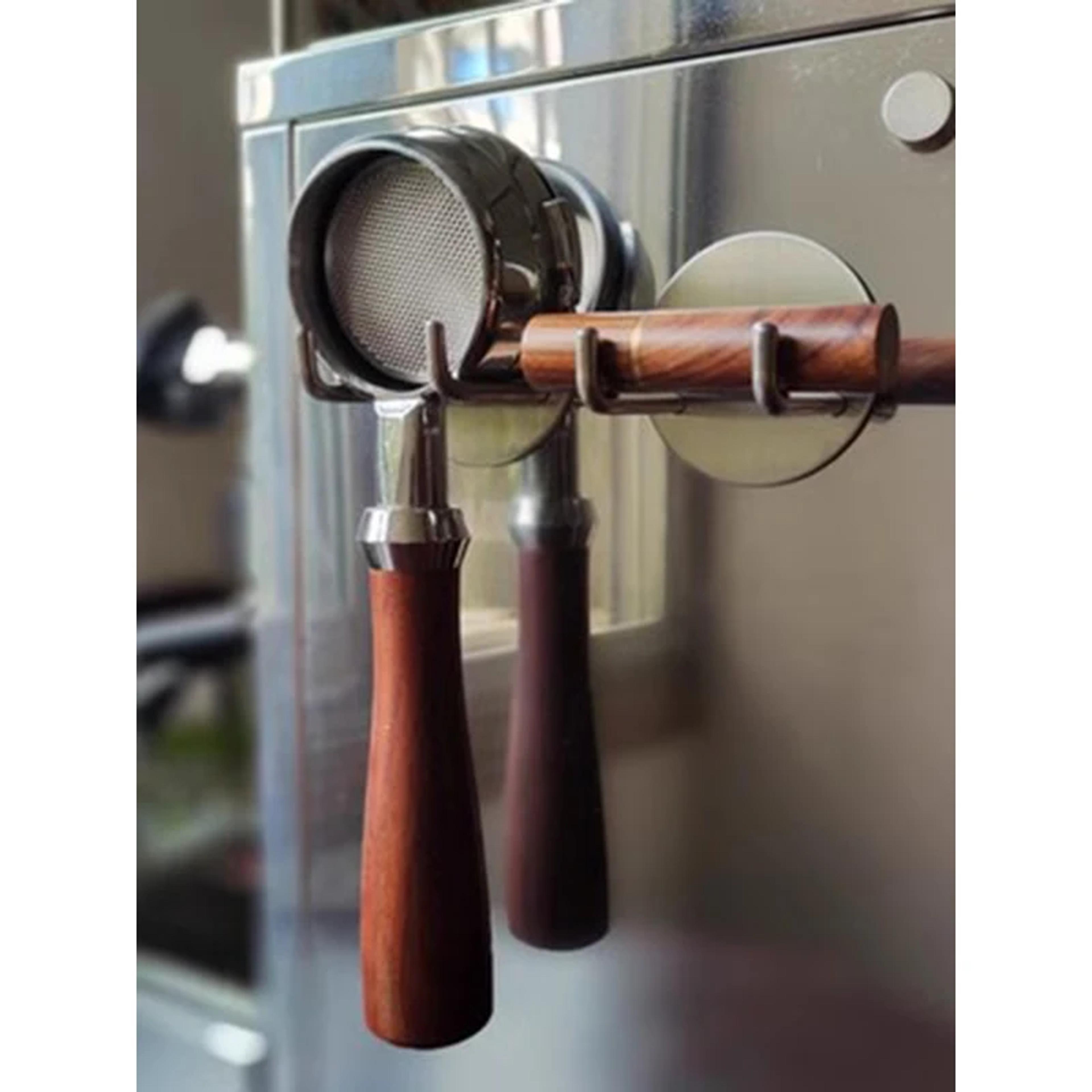 self-adhesive coffee bottomless portafilter holder rack cafe tool for organized brewing