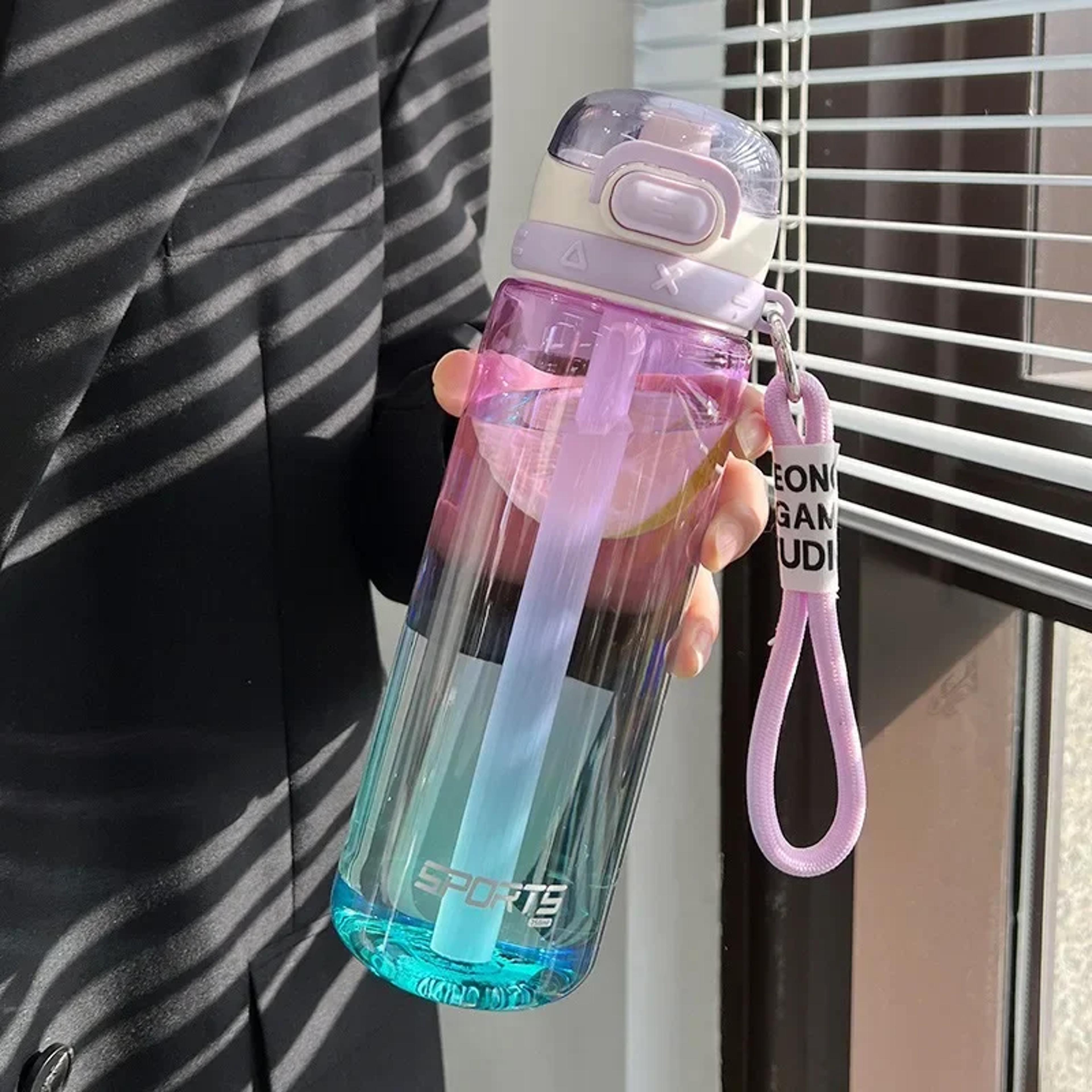 gradient sports water bottle with straw large capacity for outdoor activities