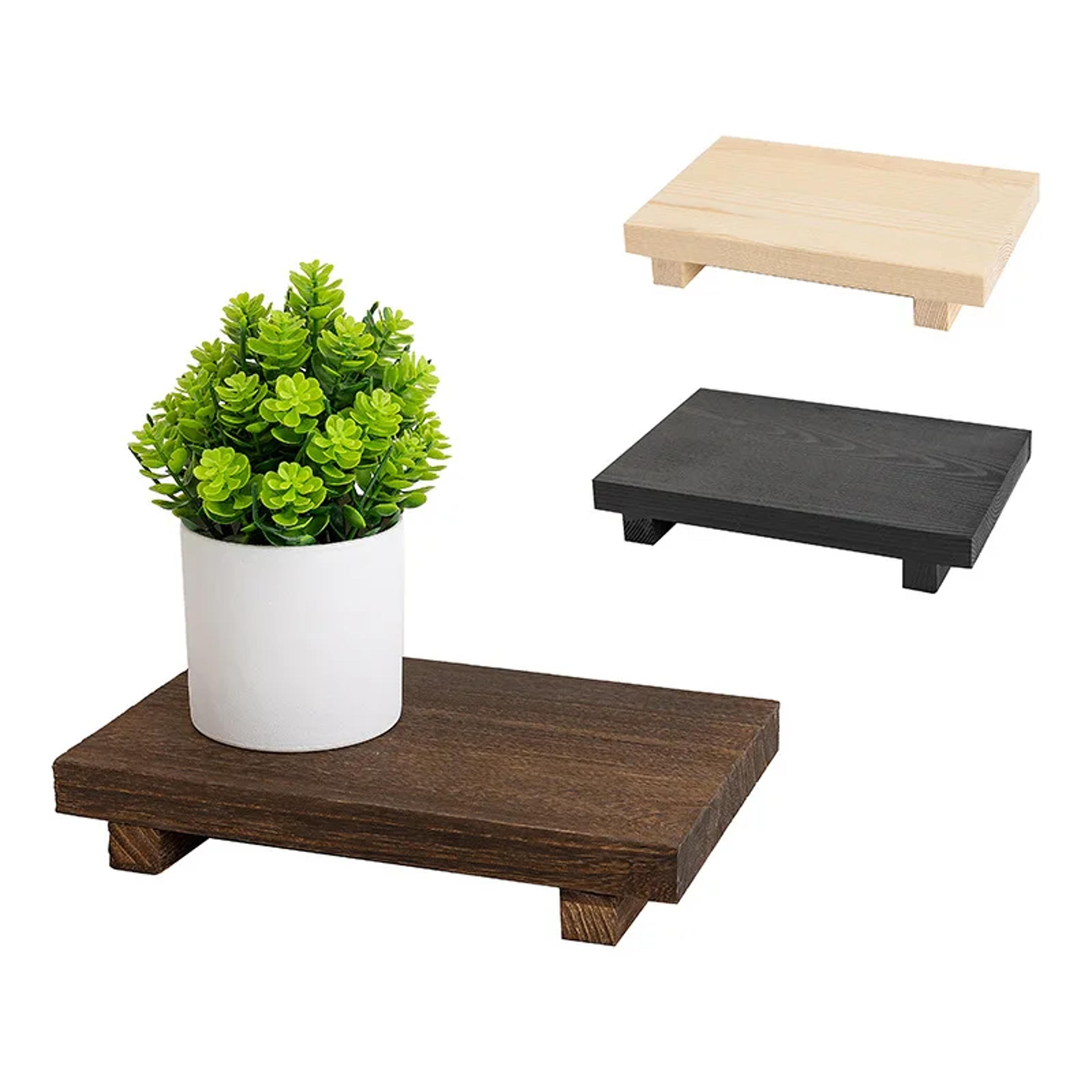 wooden tray pedestal stand multi-functional storage holder for bathroom, kitchen, and home decor