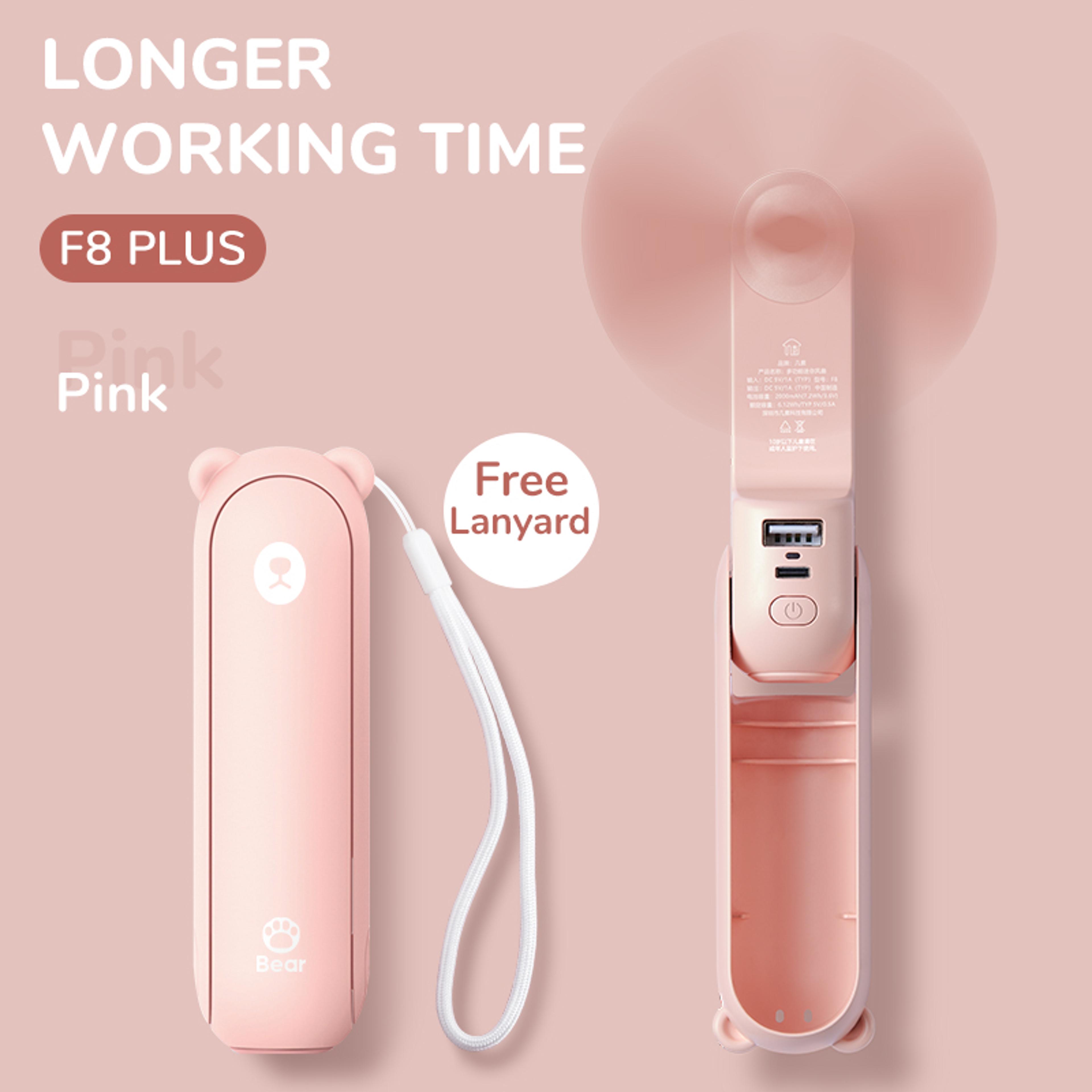 portable handheld fan with power bank & flashlight usb rechargeable mini fan