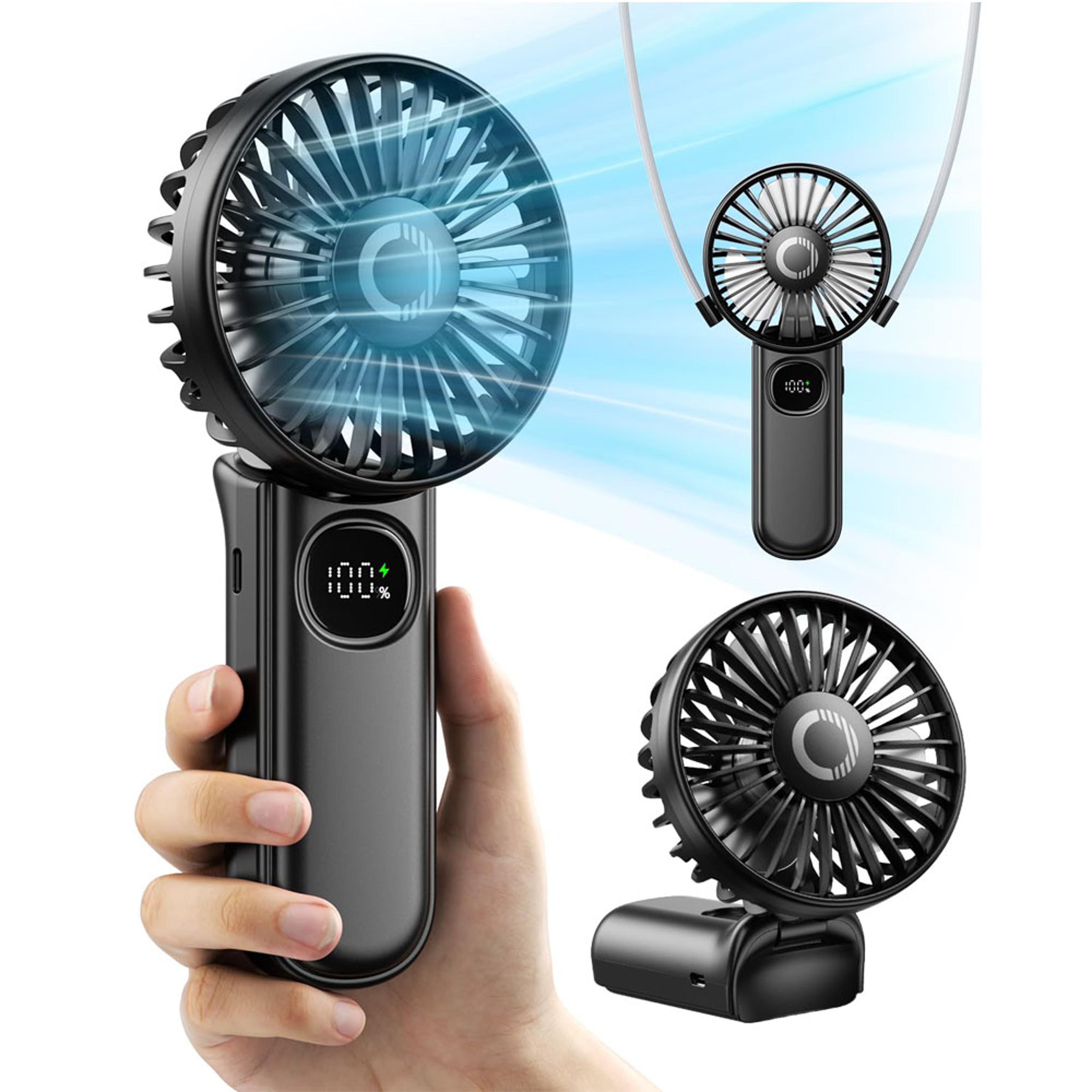 foldable handheld fan with led display portable mini fan for travel, beach, and outdoor use