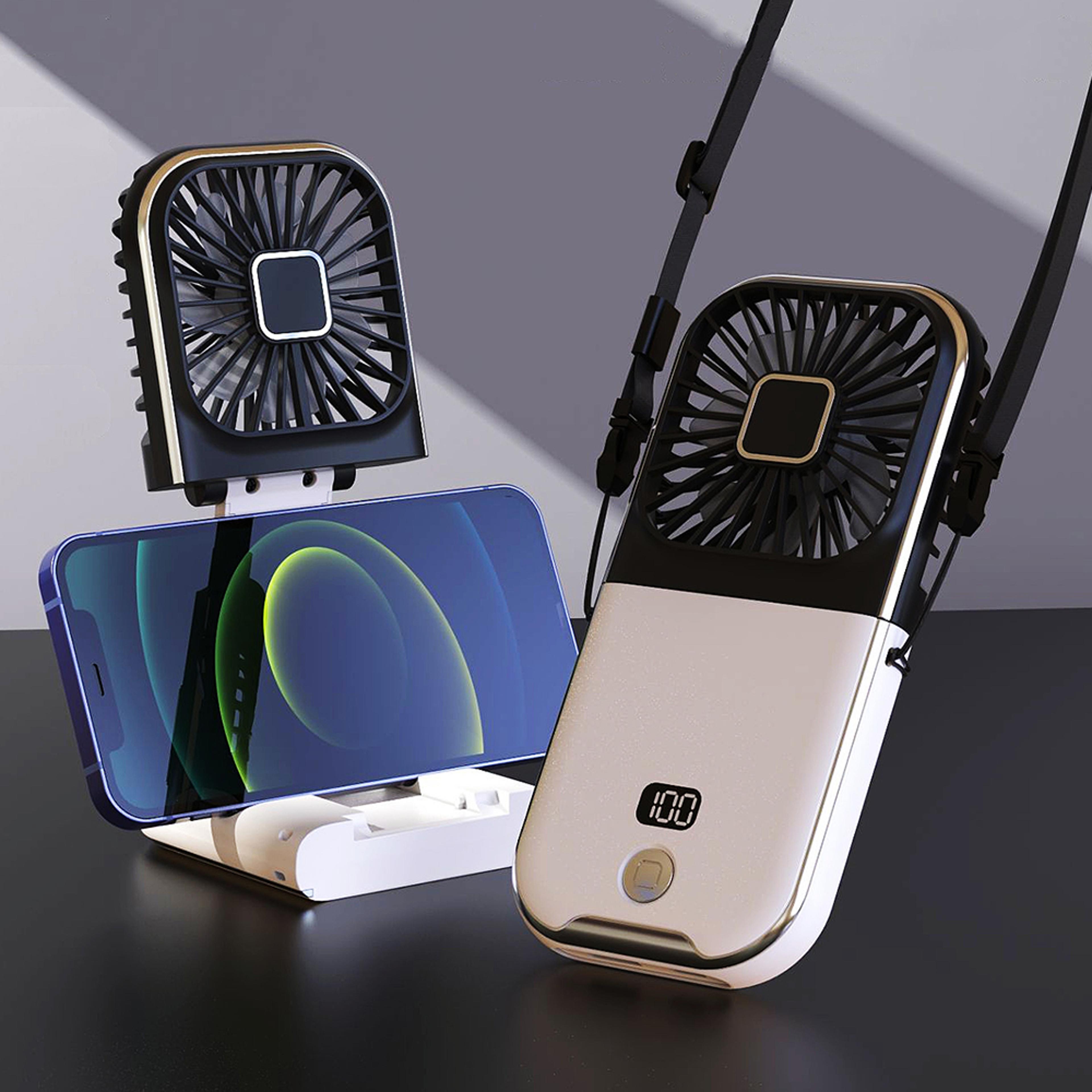 foldable hanging neck fan usb mini fan for sports, camping & cooling with mute desktop refrigeration