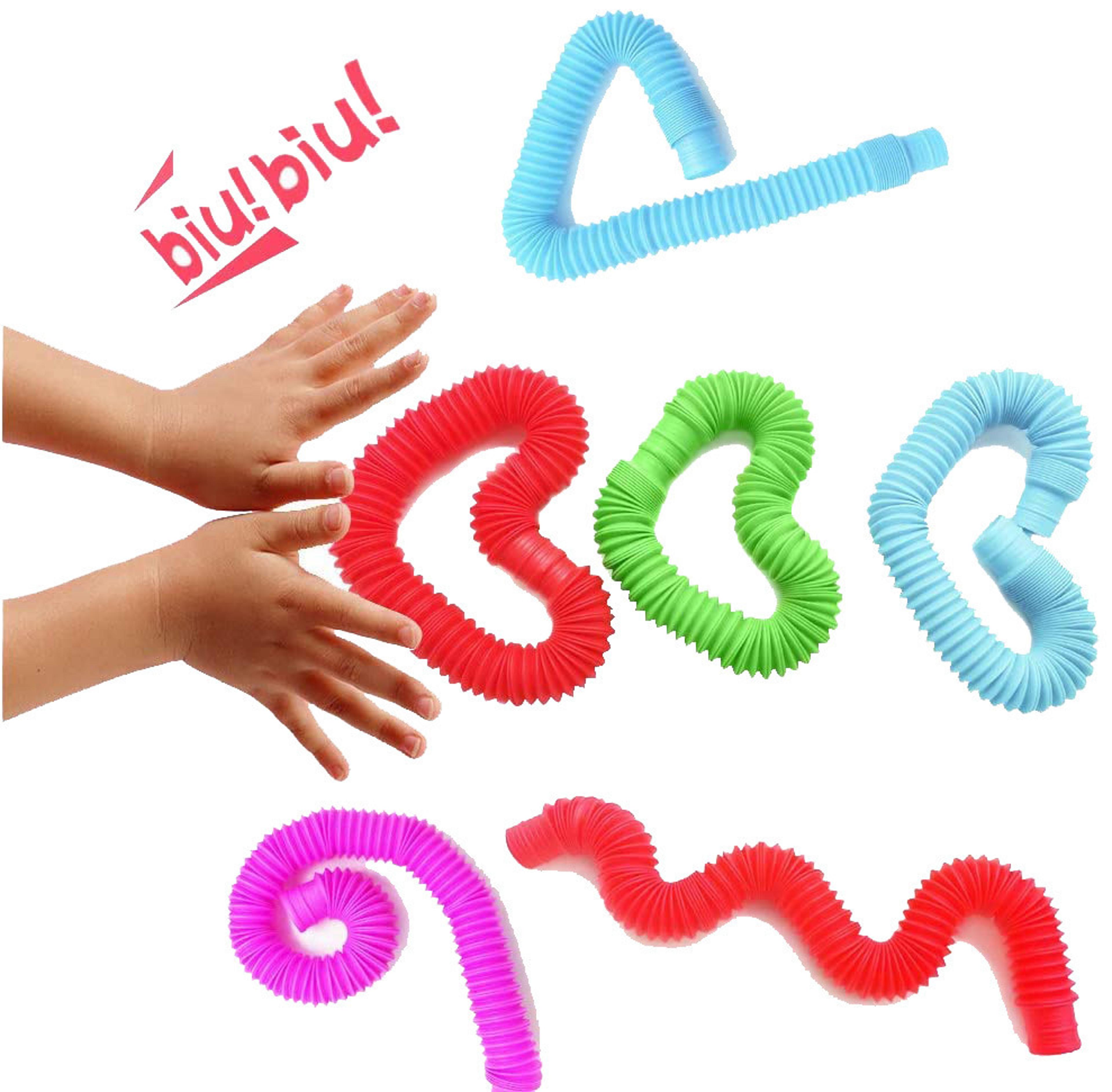 rainbow pop tube pack sensory stress relief toy for kids & adults telescopic fidget tube for learning & relaxation