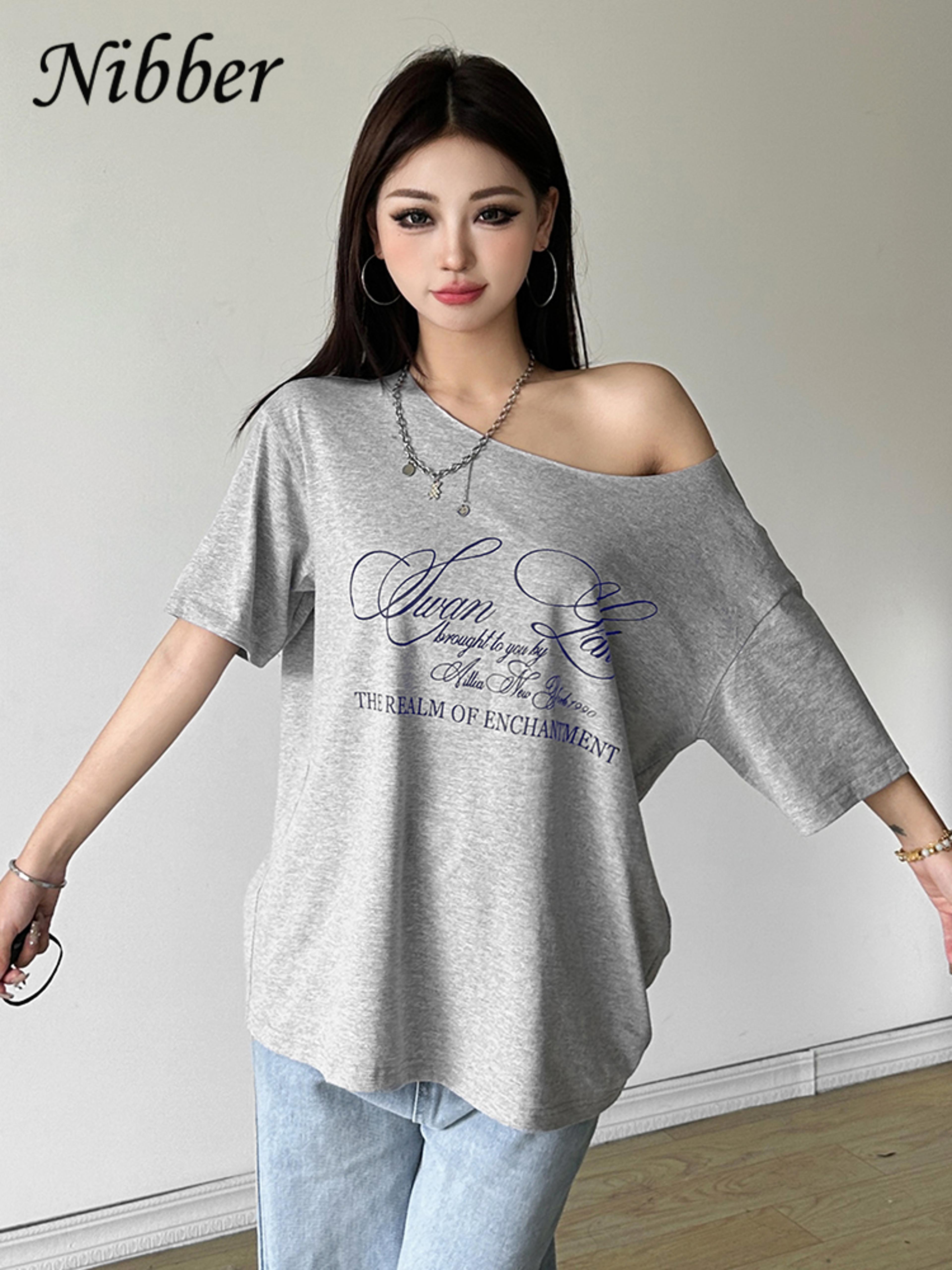 casual women's t-shirt trendy versatile letter print summer top for street style and everyday comfort