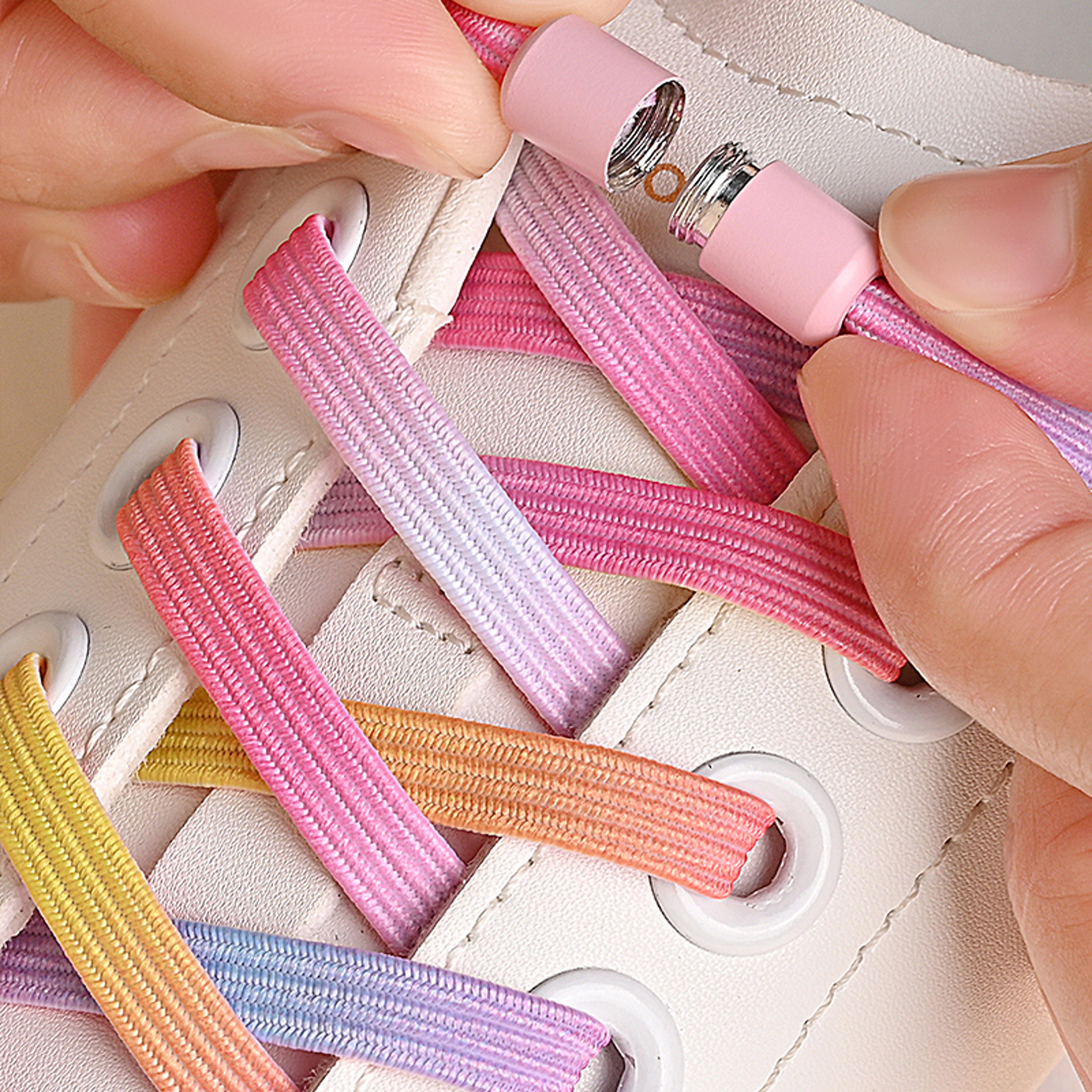 no tie elastic shoelaces with colorful pearl buckle perfect for kids & adults