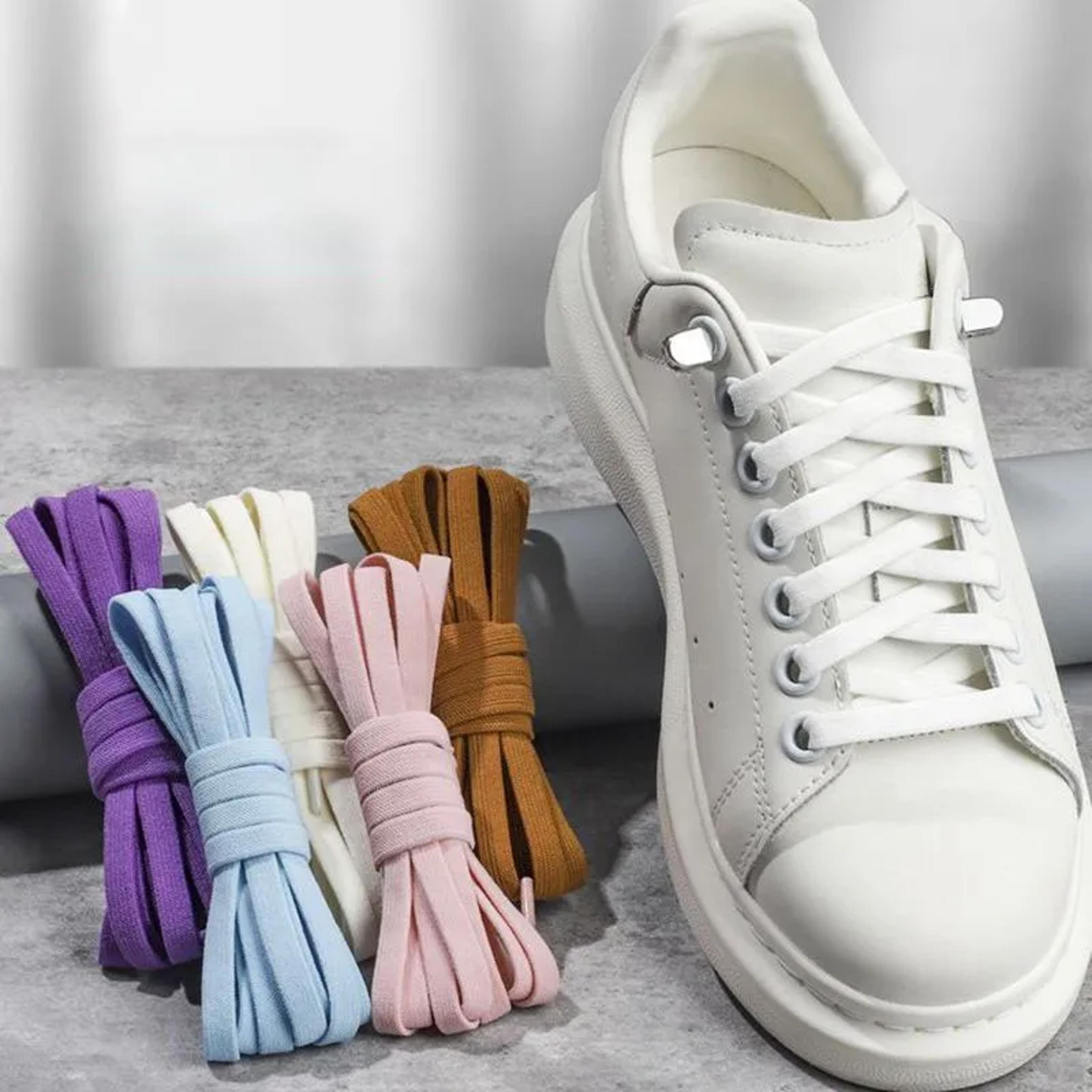 flat elastic no-tie shoelaces for sneakers quick & easy shoelace clips for kids & adults